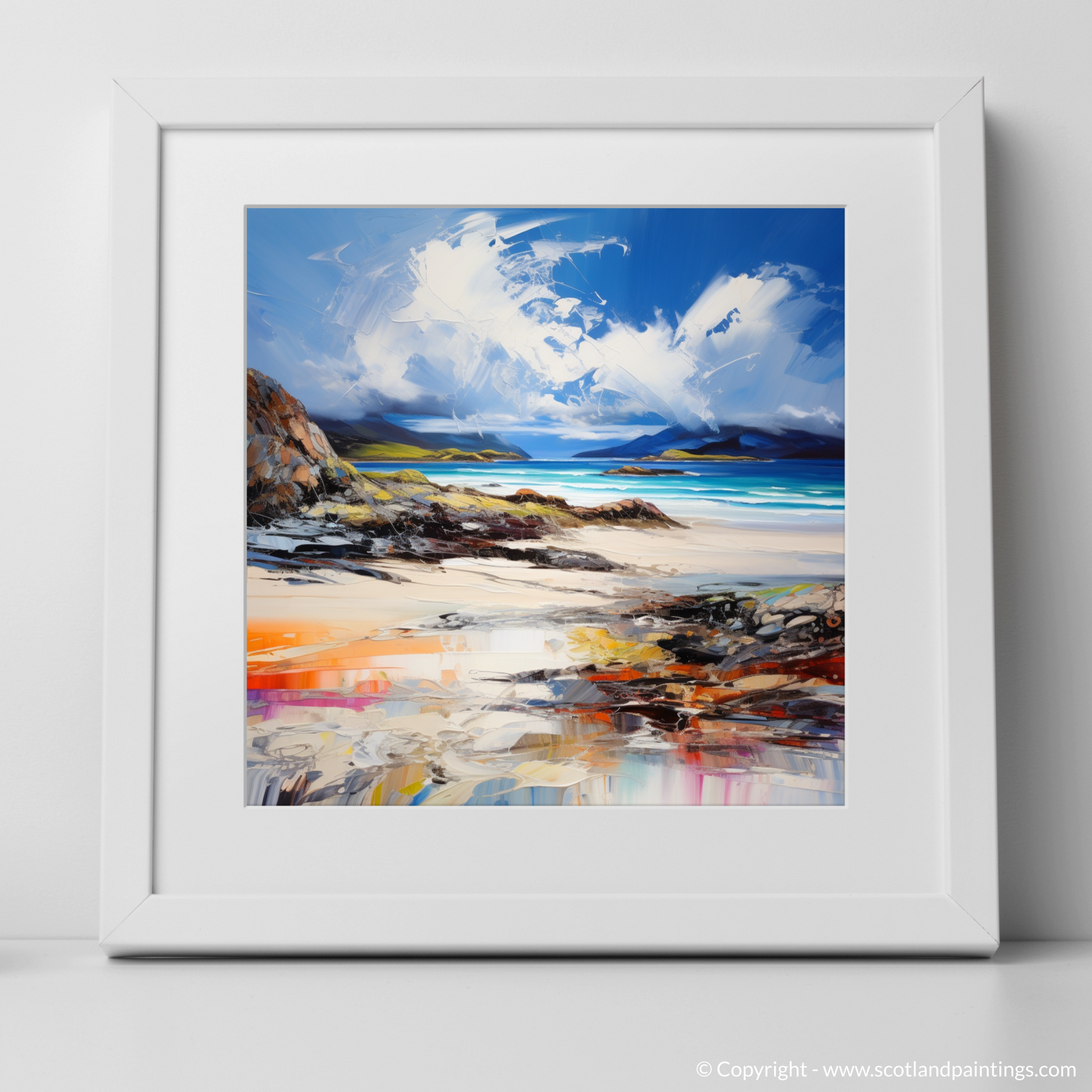 Art Print of Camusdarach Beach, Arisaig with a white frame