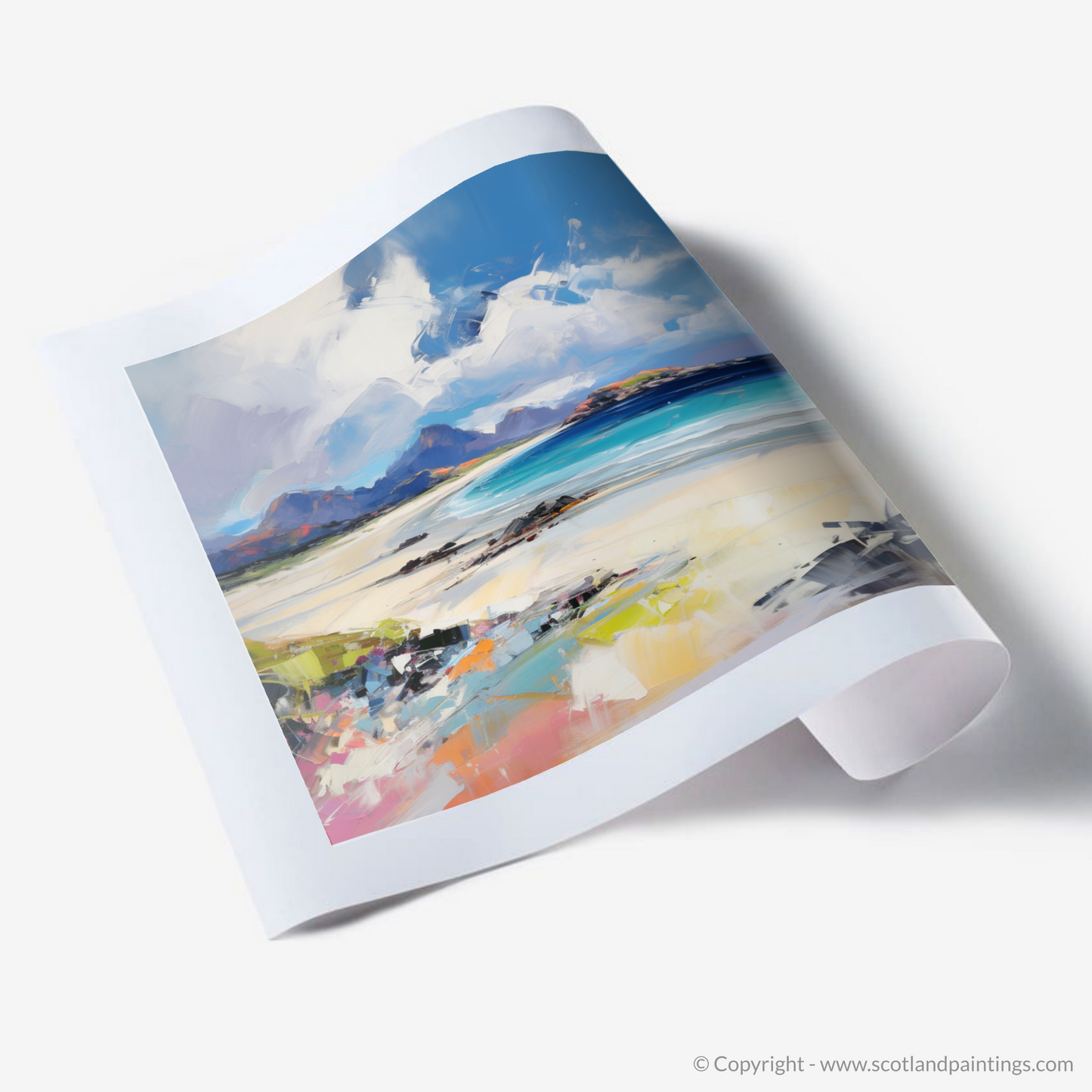 Painting and Art Print of Camusdarach Beach, Arisaig. Expressionism at Camusdarach Beach: A Scottish Seaside Reverie.