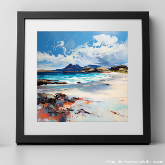 Art Print of Camusdarach Beach, Arisaig with a black frame