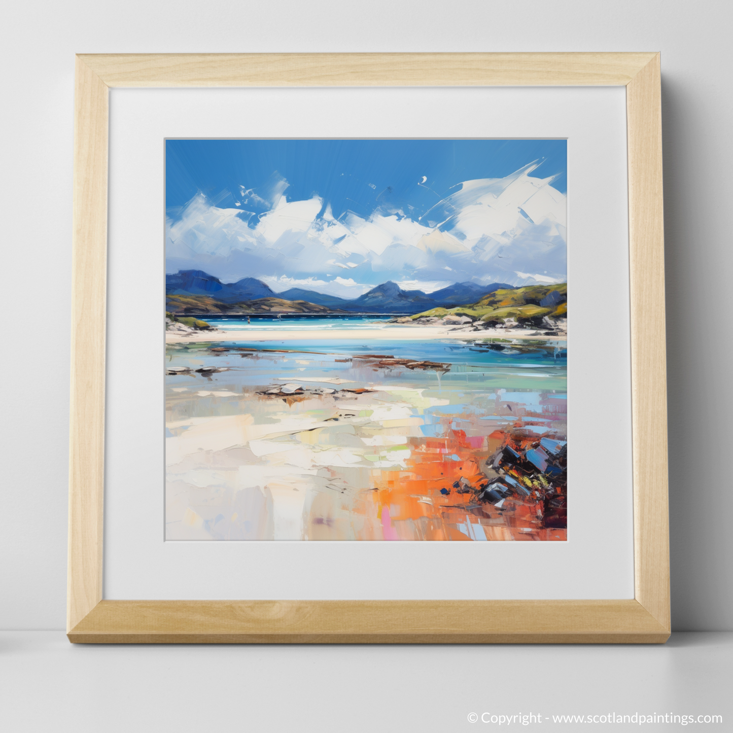 Art Print of Camusdarach Beach, Arisaig with a natural frame