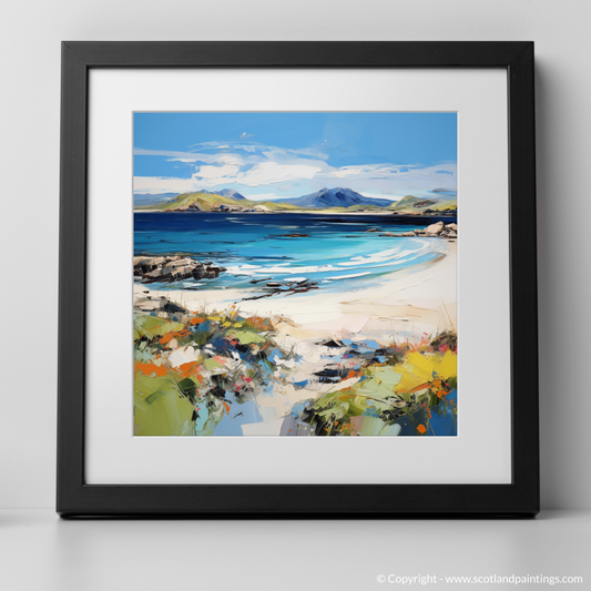 Art Print of Camusdarach Beach, Arisaig with a black frame