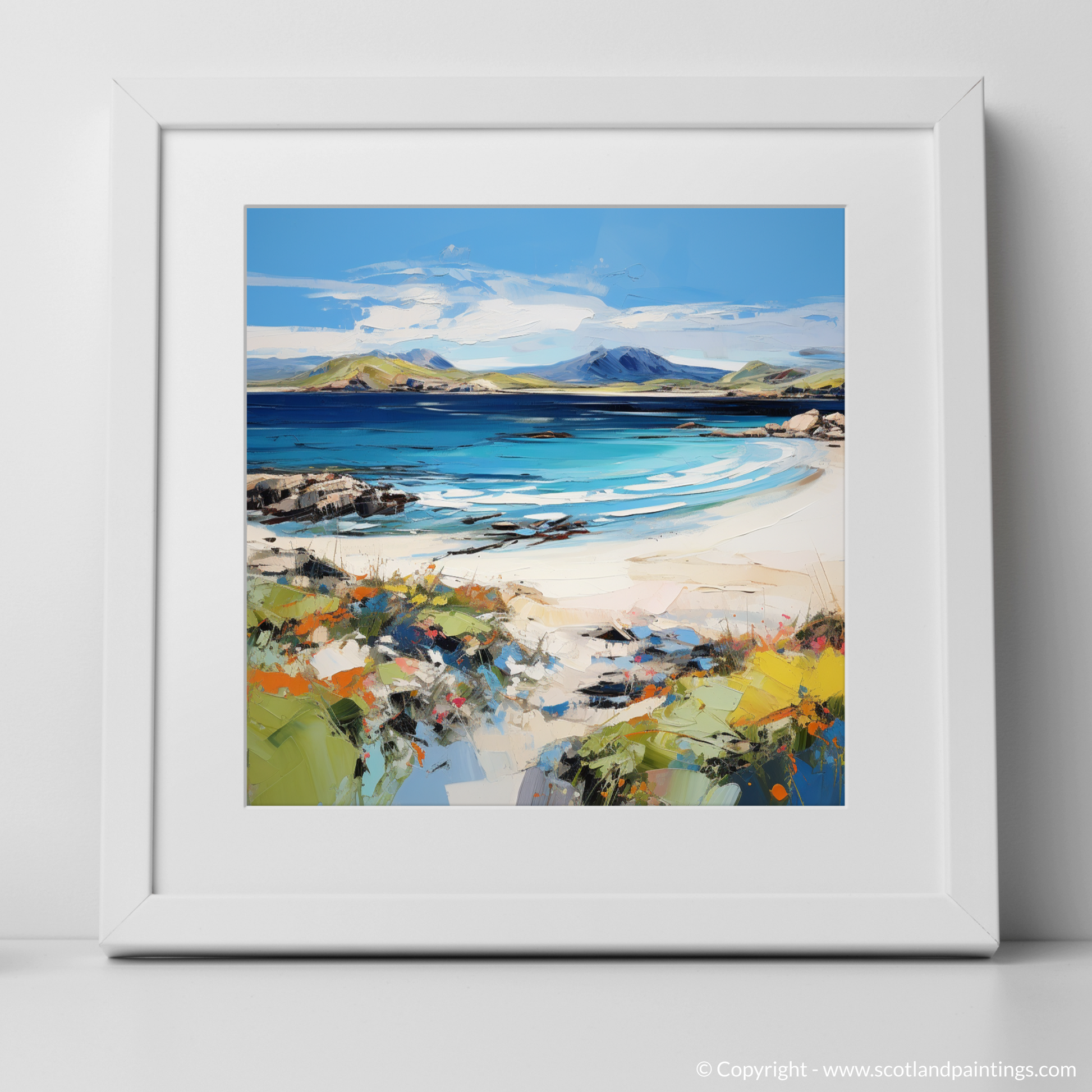 Art Print of Camusdarach Beach, Arisaig with a white frame