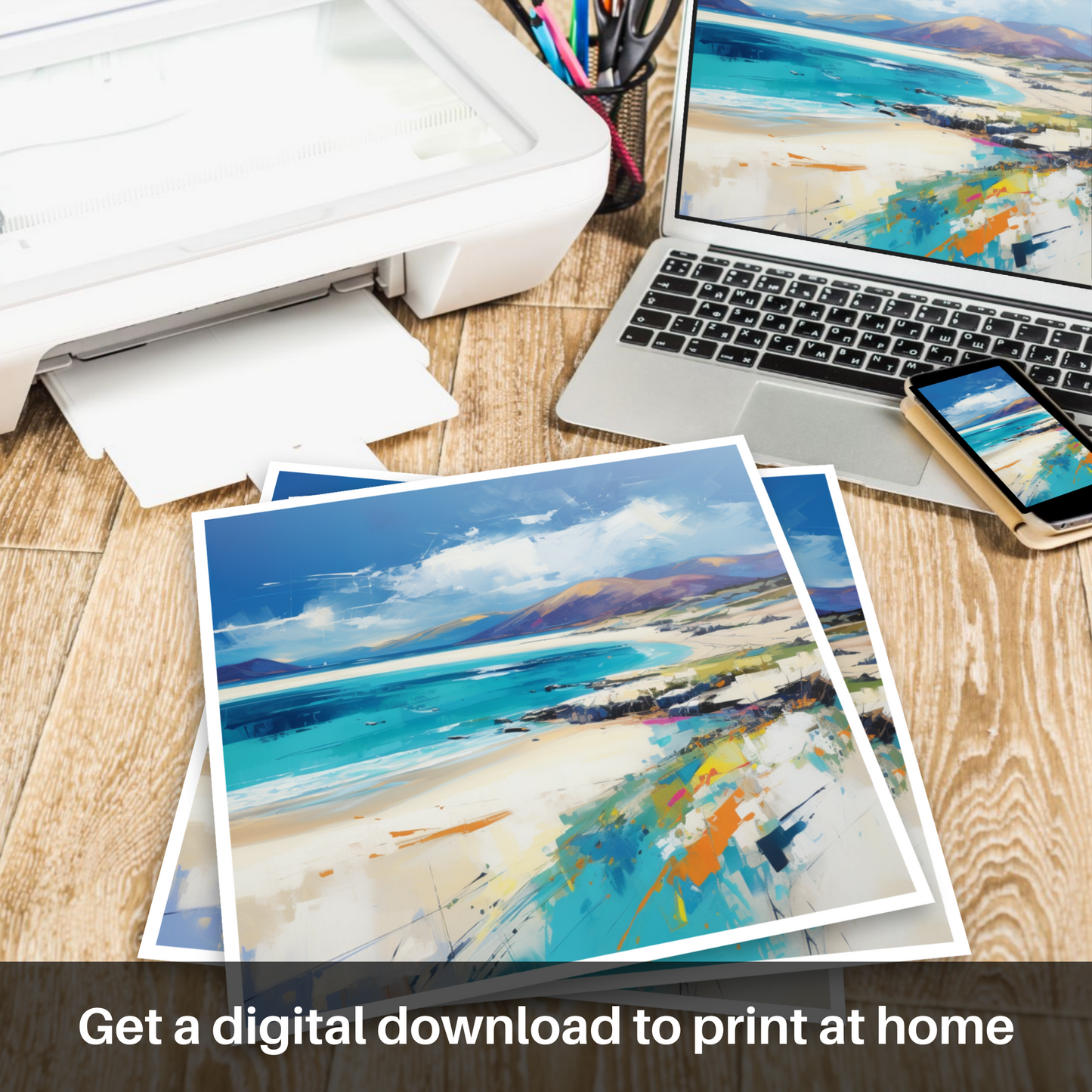 Downloadable and printable picture of Luskentyre Beach, Isle of Harris