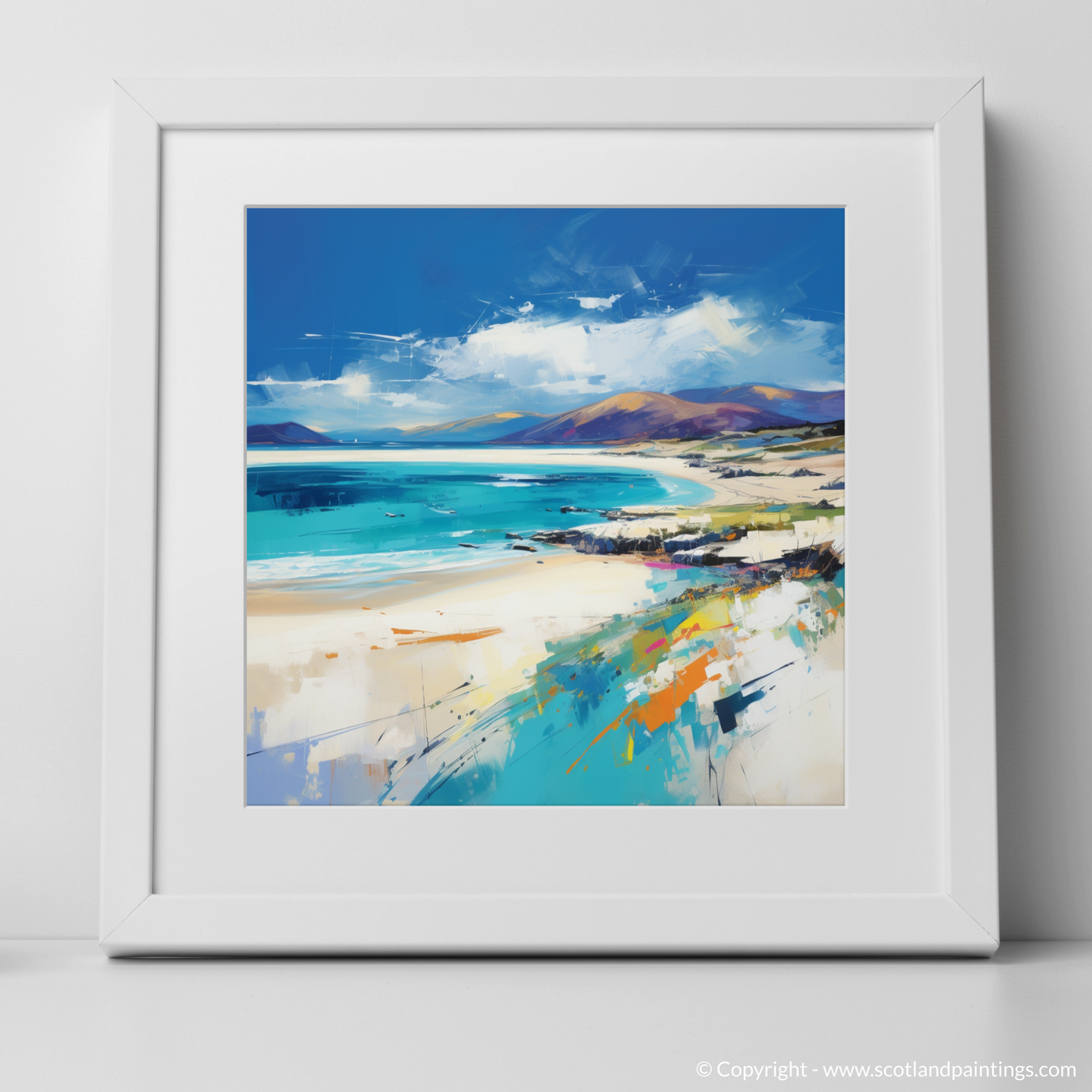 Art Print of Luskentyre Beach, Isle of Harris with a white frame