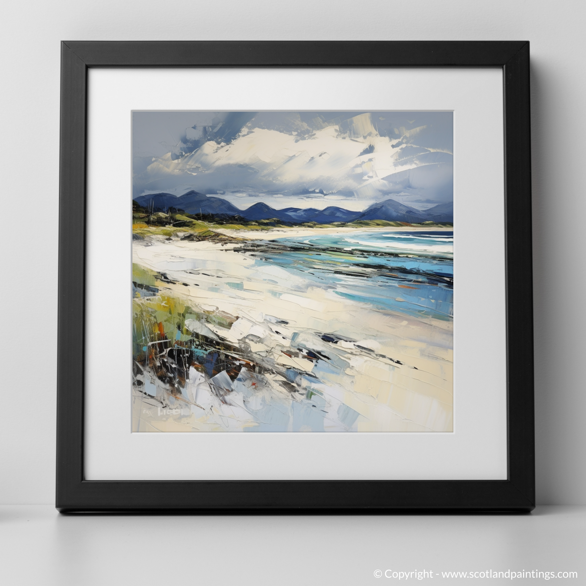 Art Print of Camusdarach Beach, Arisaig with a black frame