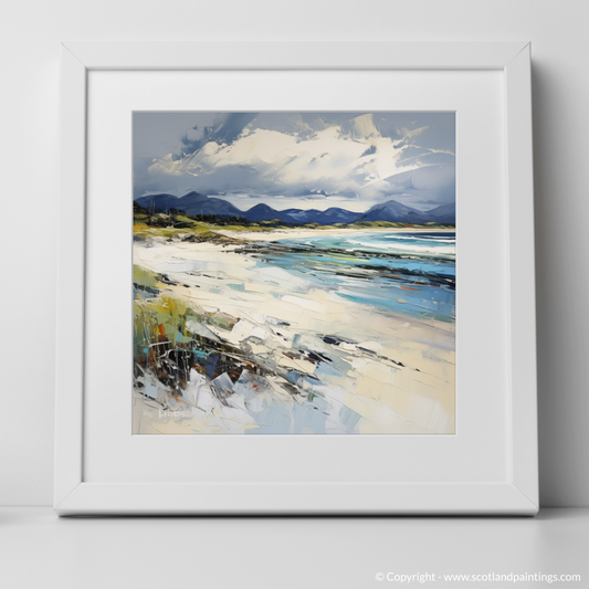 Art Print of Camusdarach Beach, Arisaig with a white frame