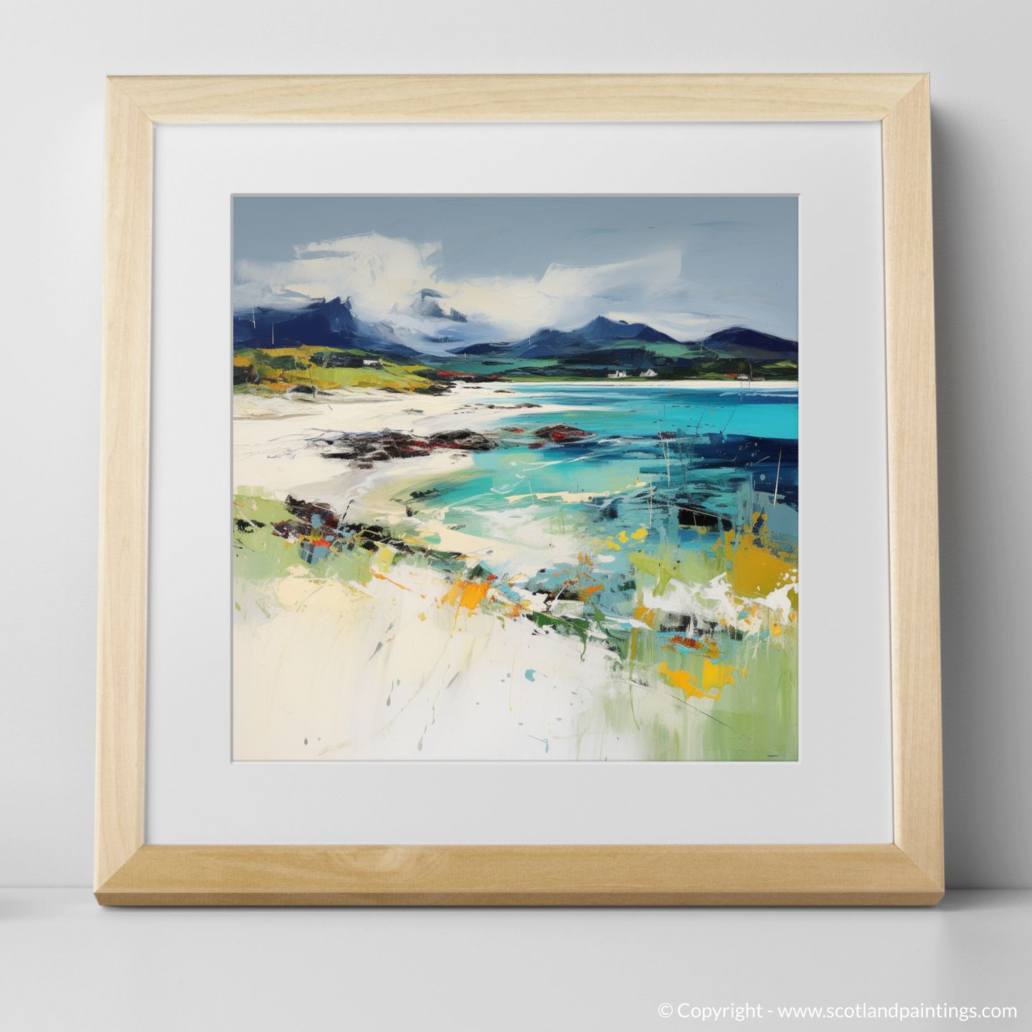 Art Print of Camusdarach Beach, Arisaig with a natural frame