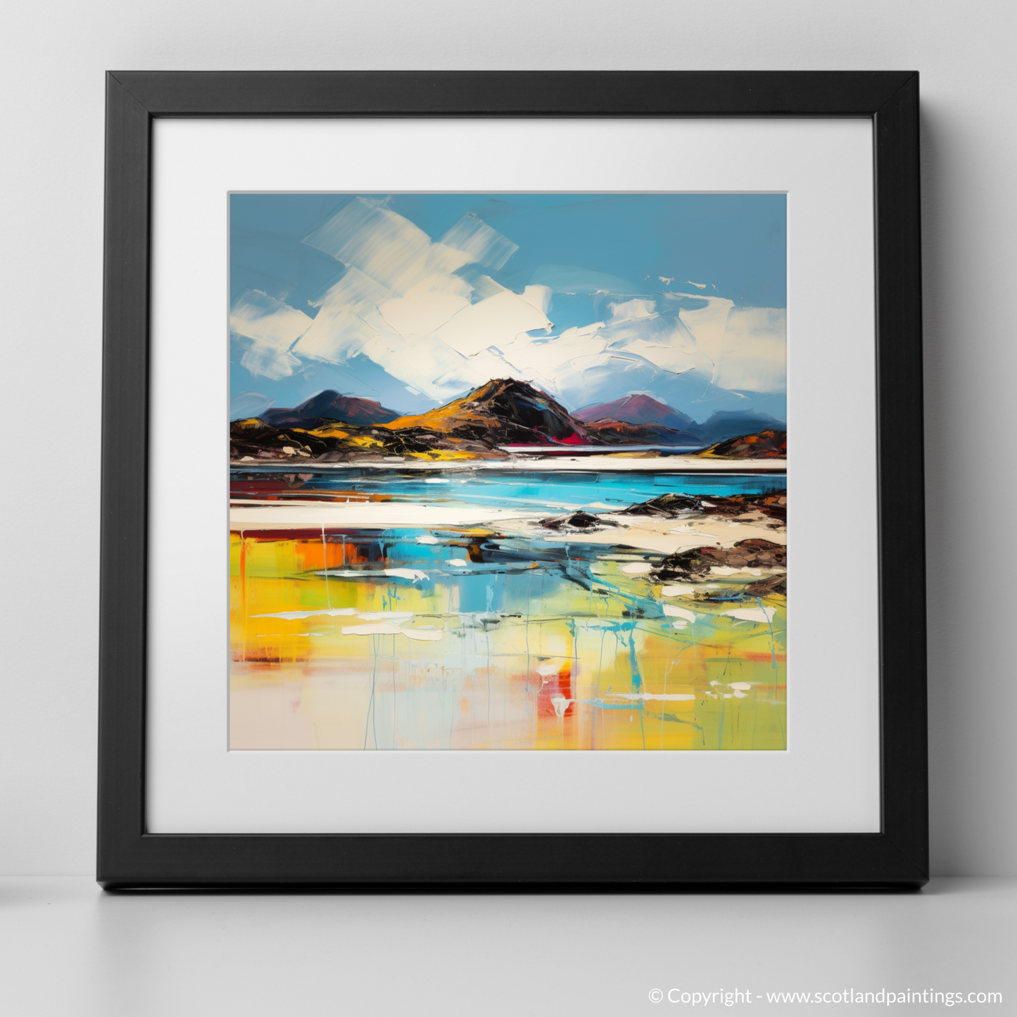 Art Print of Camusdarach Beach, Arisaig with a black frame