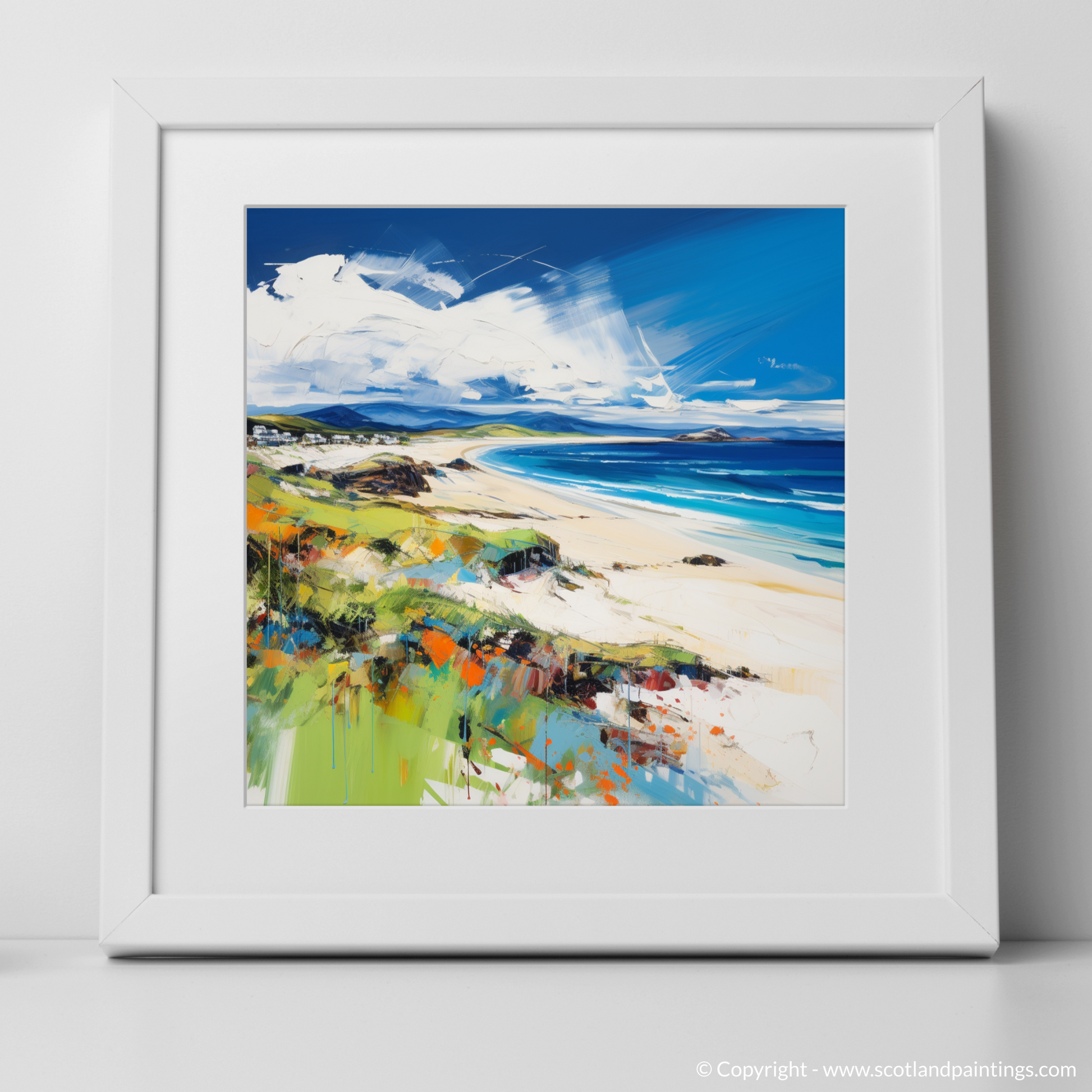 Art Print of Camusdarach Beach, Arisaig with a white frame