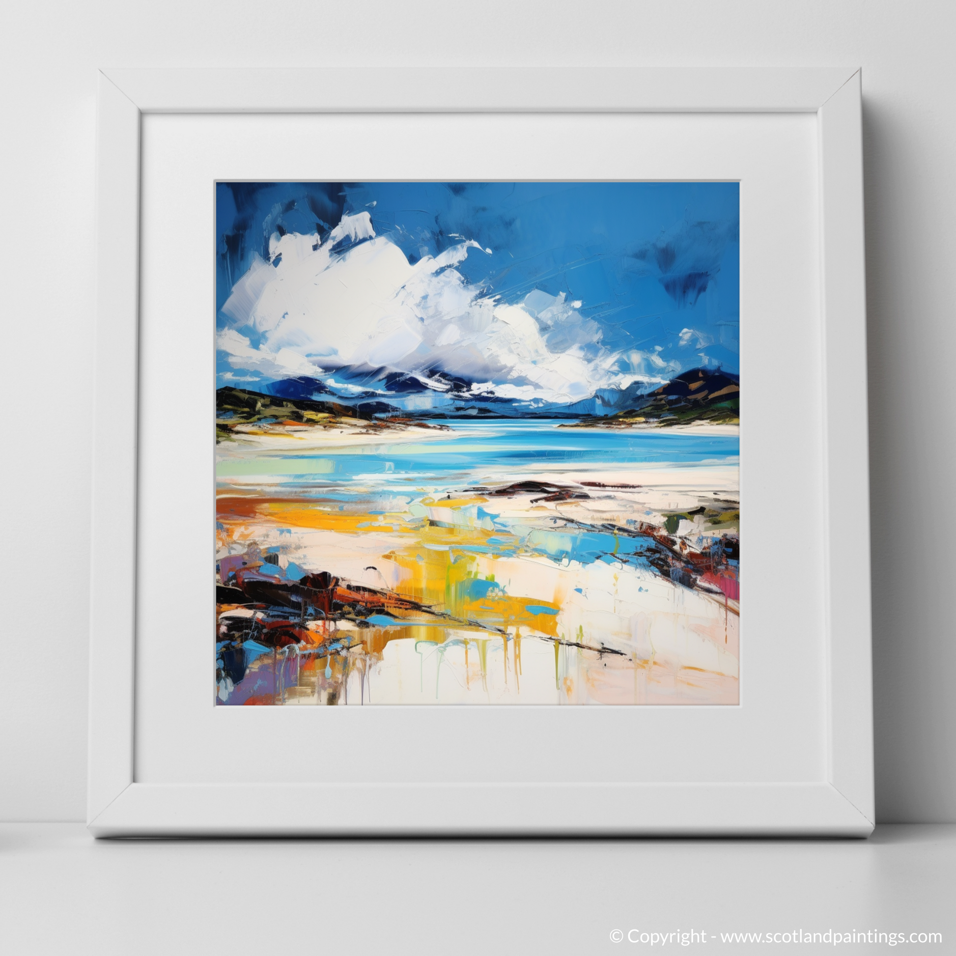 Art Print of Camusdarach Beach, Arisaig with a white frame