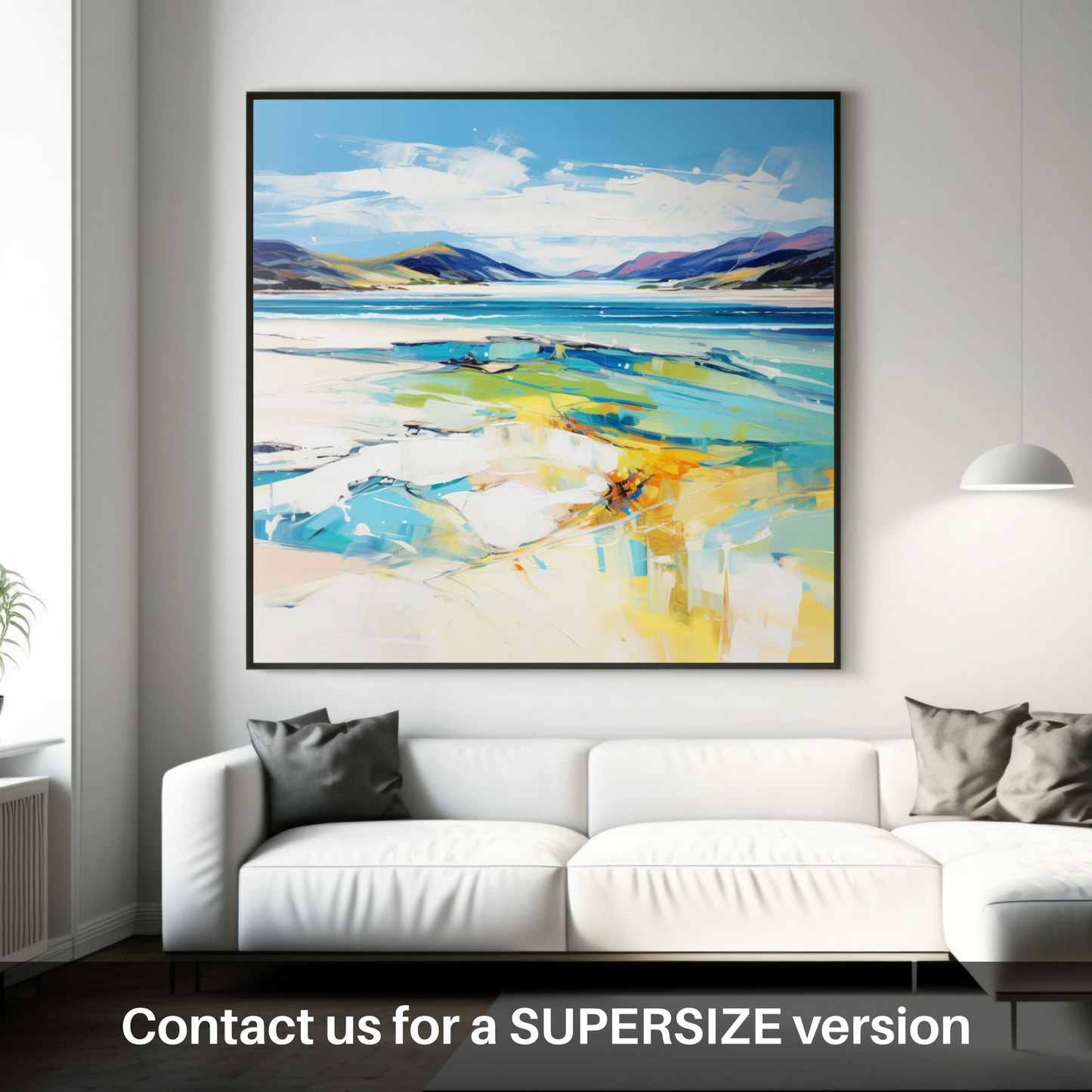 Painting and Art Print of Luskentyre Beach, Isle of Harris. Luskentyre Beach: An Expressionist Ode to Scotland's Coastal Grandeur.