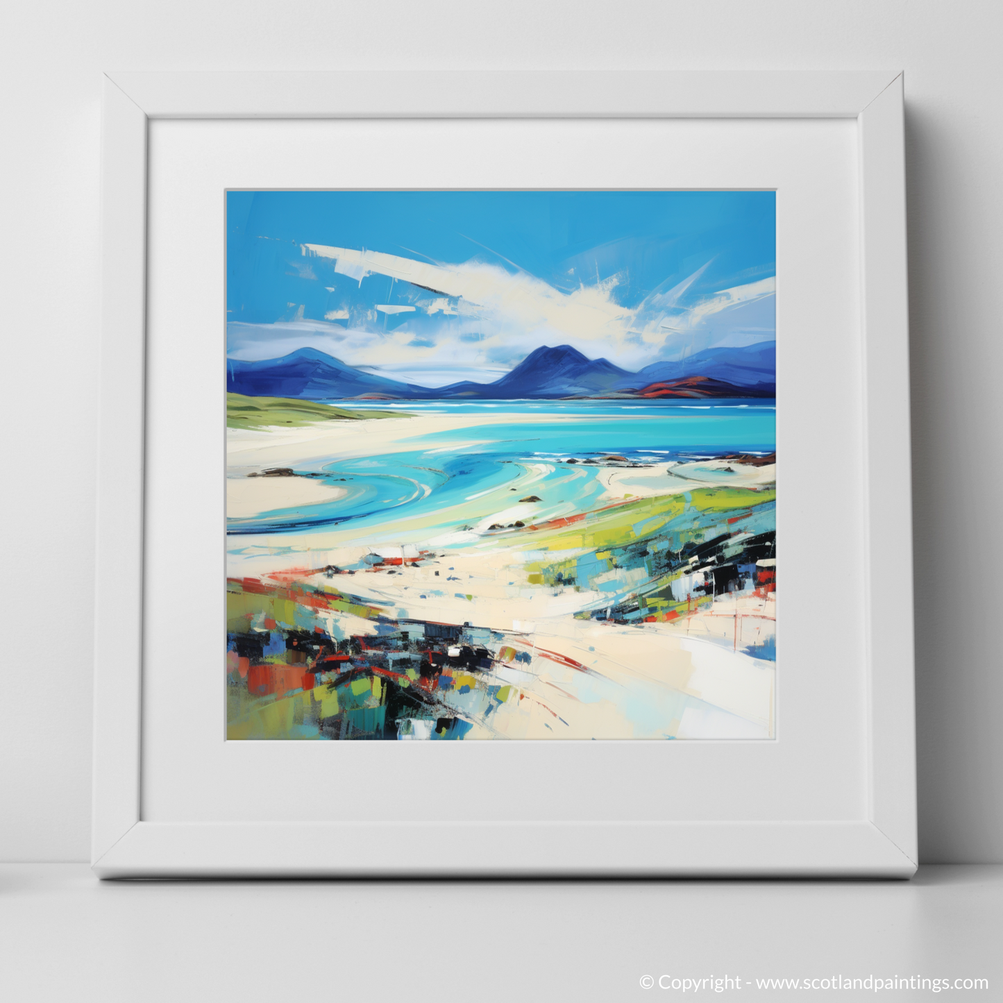 Art Print of Luskentyre Beach, Isle of Harris with White Frame