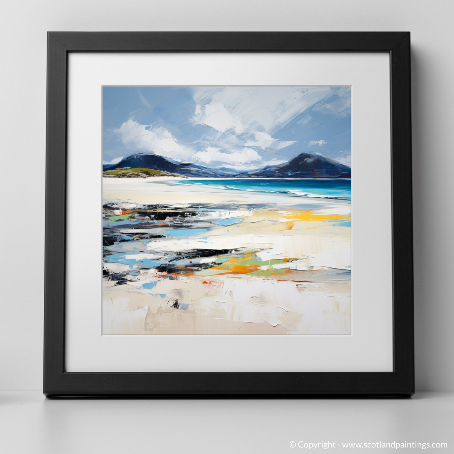 Painting and Art Print of Luskentyre Beach, Isle of Harris. Wild Spirit of Luskentyre Beach: An Expressionist Ode to Scottish Coastline.