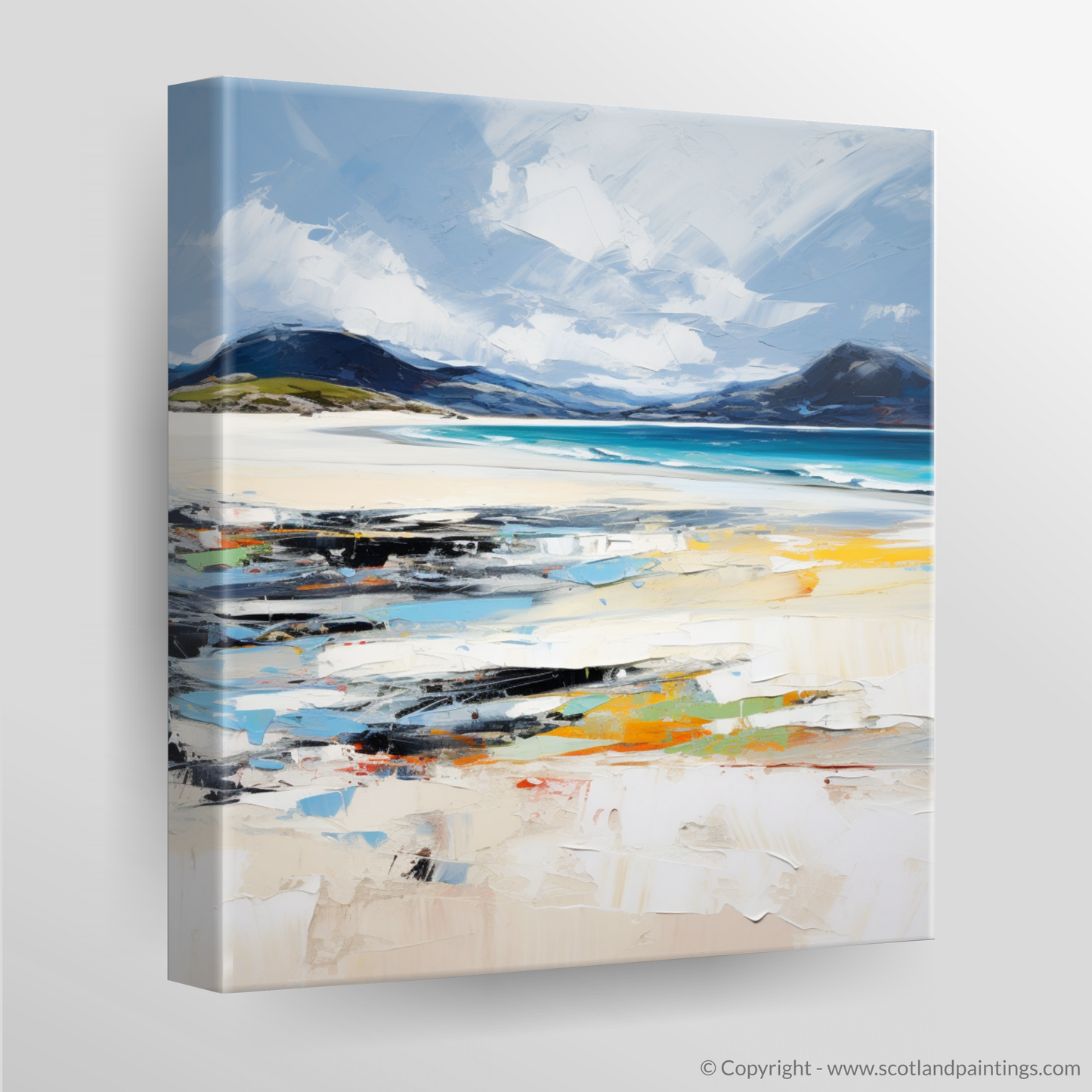 Painting and Art Print of Luskentyre Beach, Isle of Harris. Wild Spirit of Luskentyre Beach: An Expressionist Ode to Scottish Coastline.