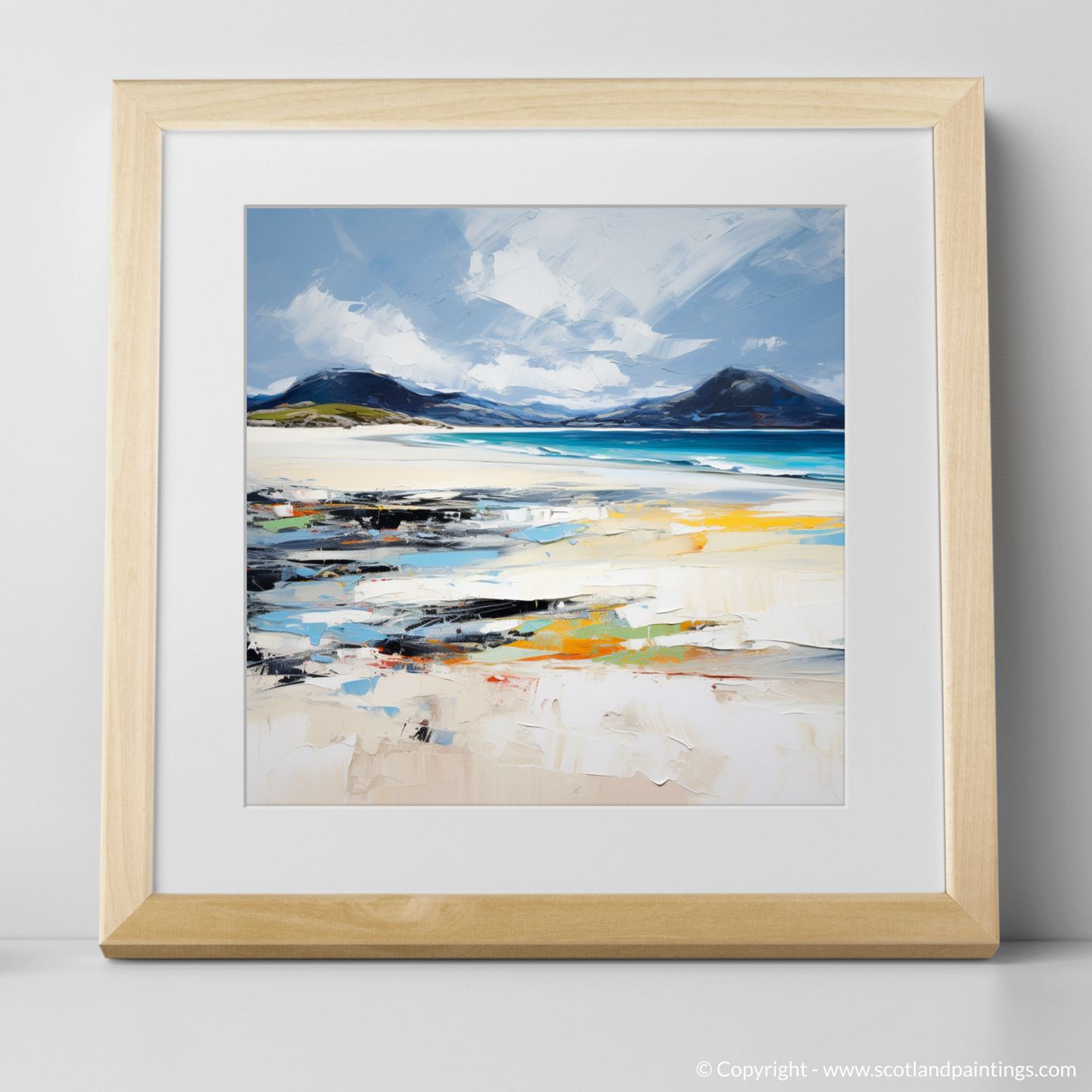 Painting and Art Print of Luskentyre Beach, Isle of Harris. Wild Spirit of Luskentyre Beach: An Expressionist Ode to Scottish Coastline.