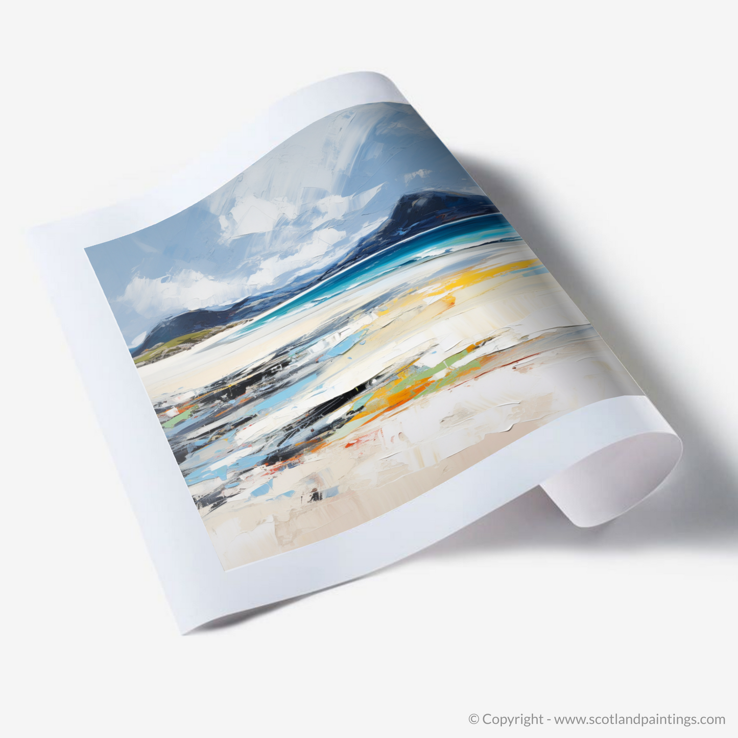 Painting and Art Print of Luskentyre Beach, Isle of Harris. Wild Spirit of Luskentyre Beach: An Expressionist Ode to Scottish Coastline.