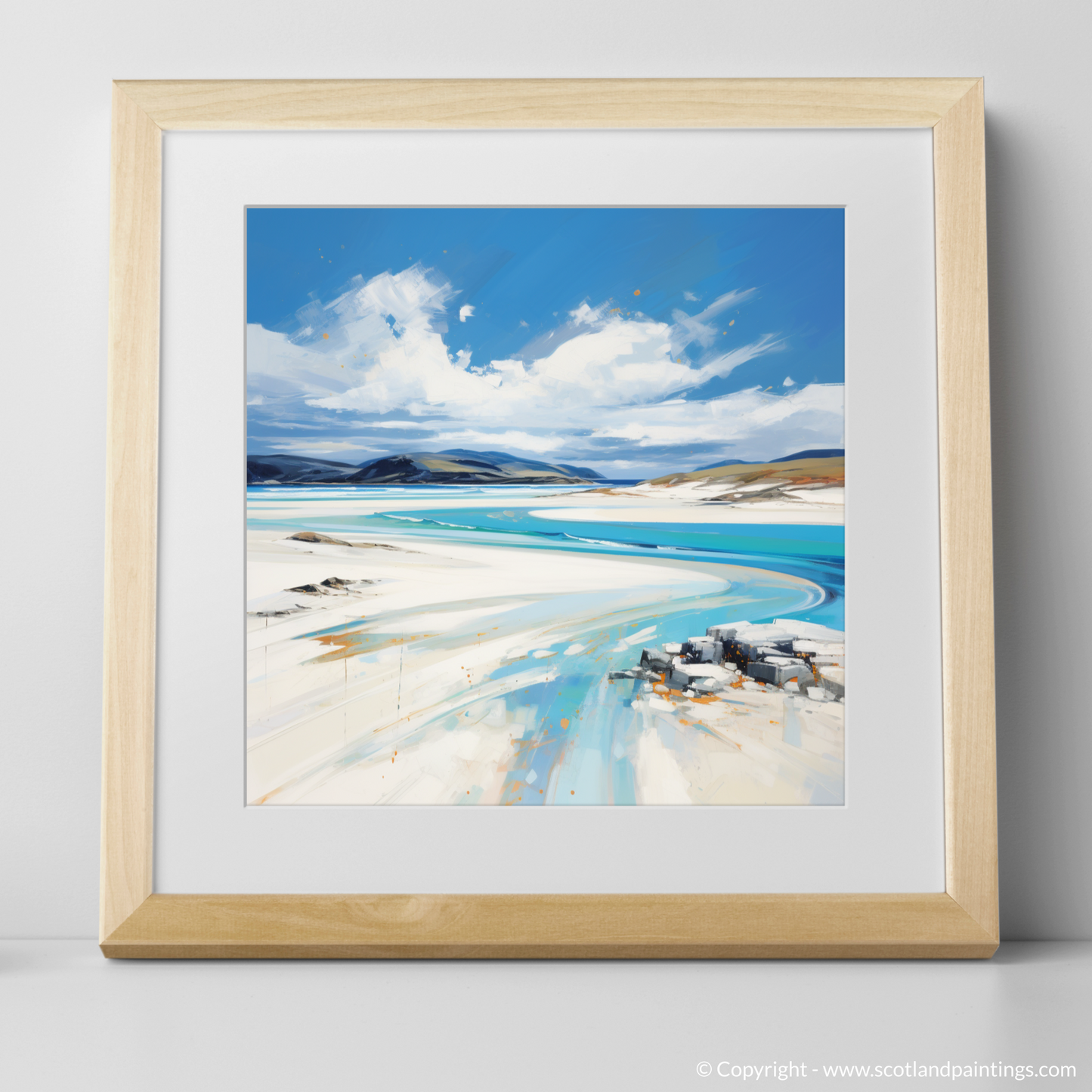 Art Print of Luskentyre Beach, Isle of Harris with a natural frame