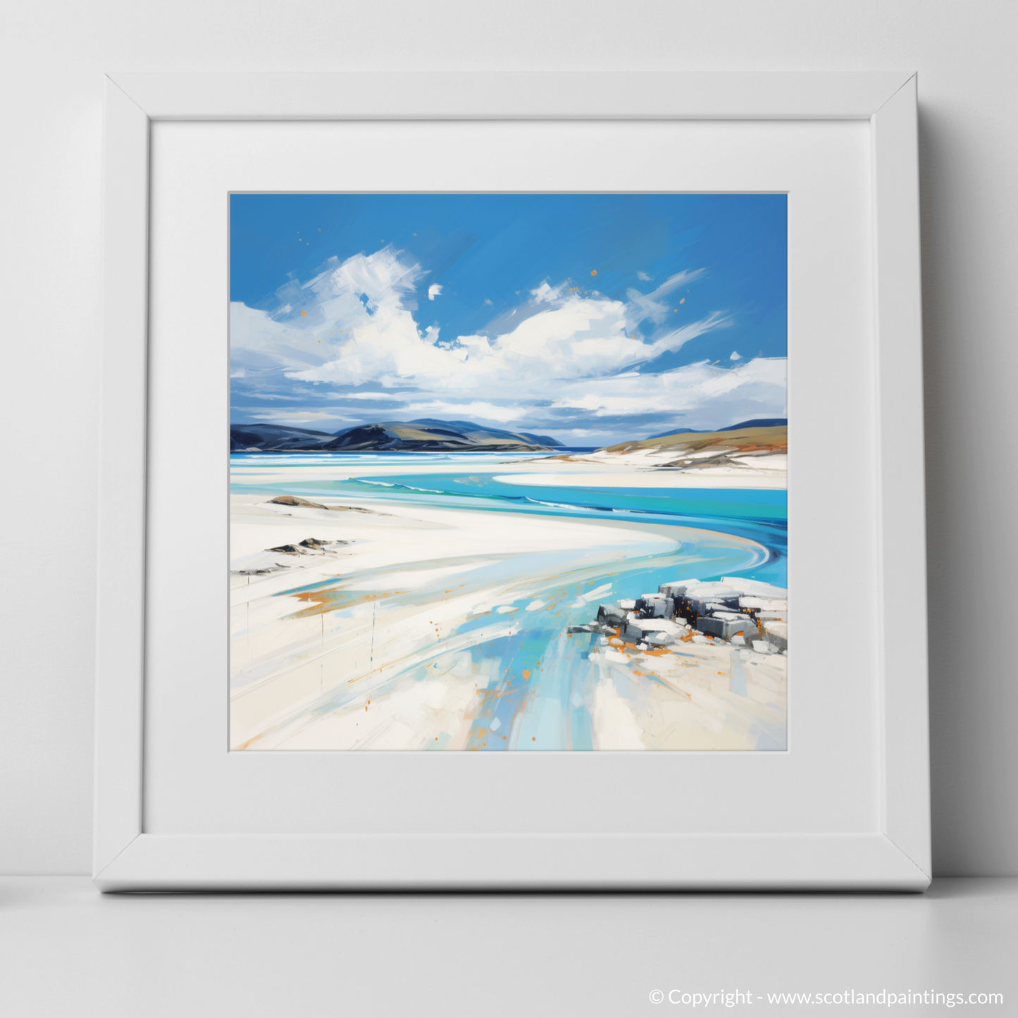 Art Print of Luskentyre Beach, Isle of Harris with a white frame