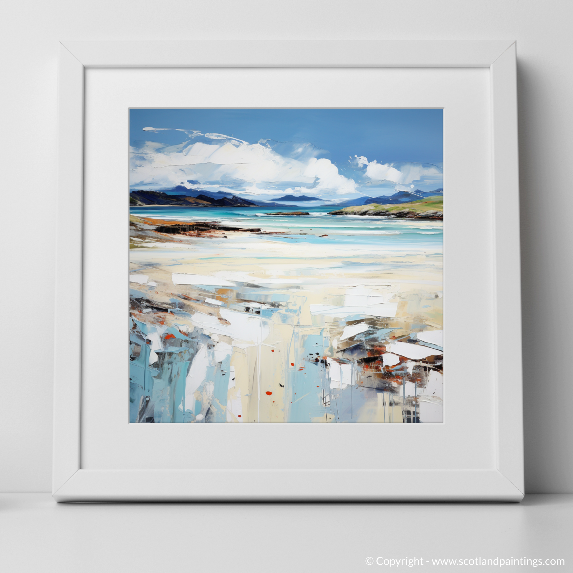 Art Print of Camusdarach Beach, Arisaig with a white frame