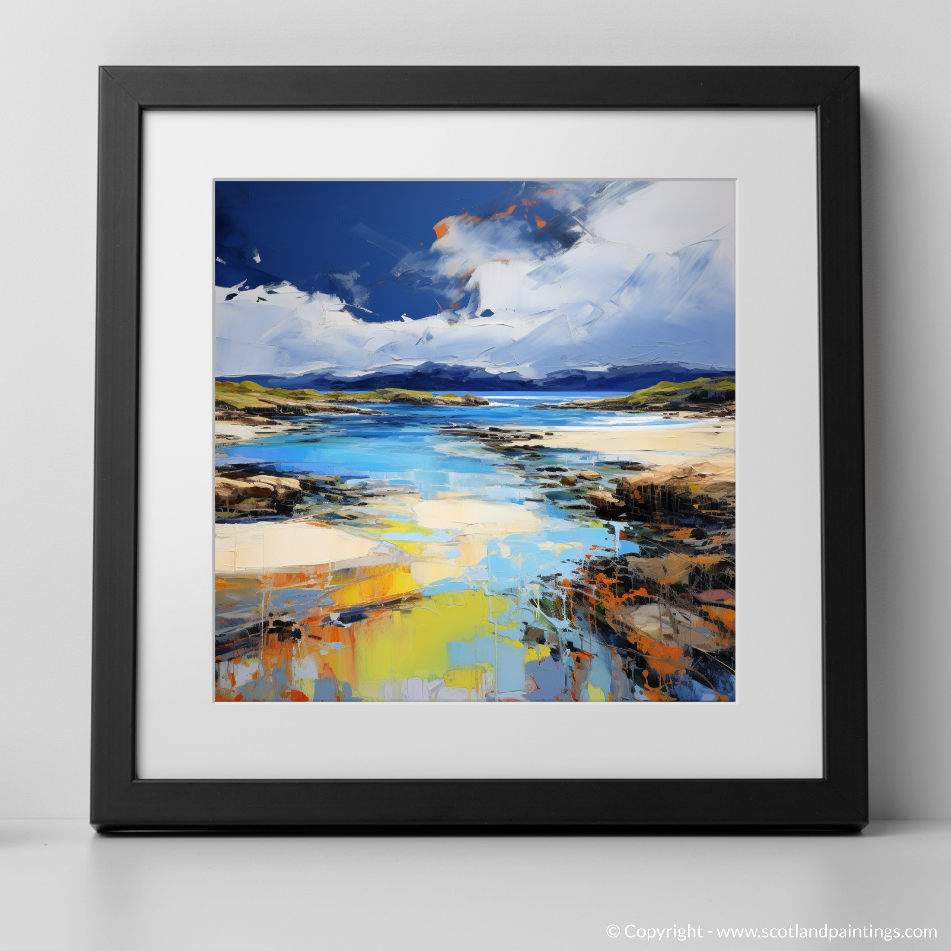 Art Print of Camusdarach Beach, Arisaig with a black frame