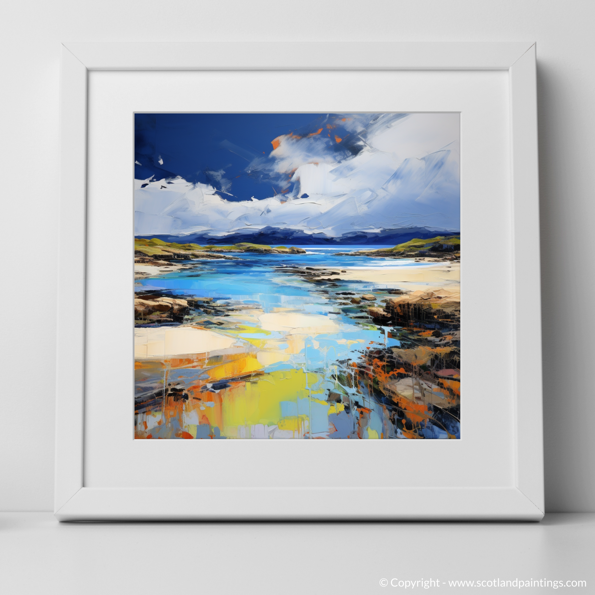 Art Print of Camusdarach Beach, Arisaig with a white frame