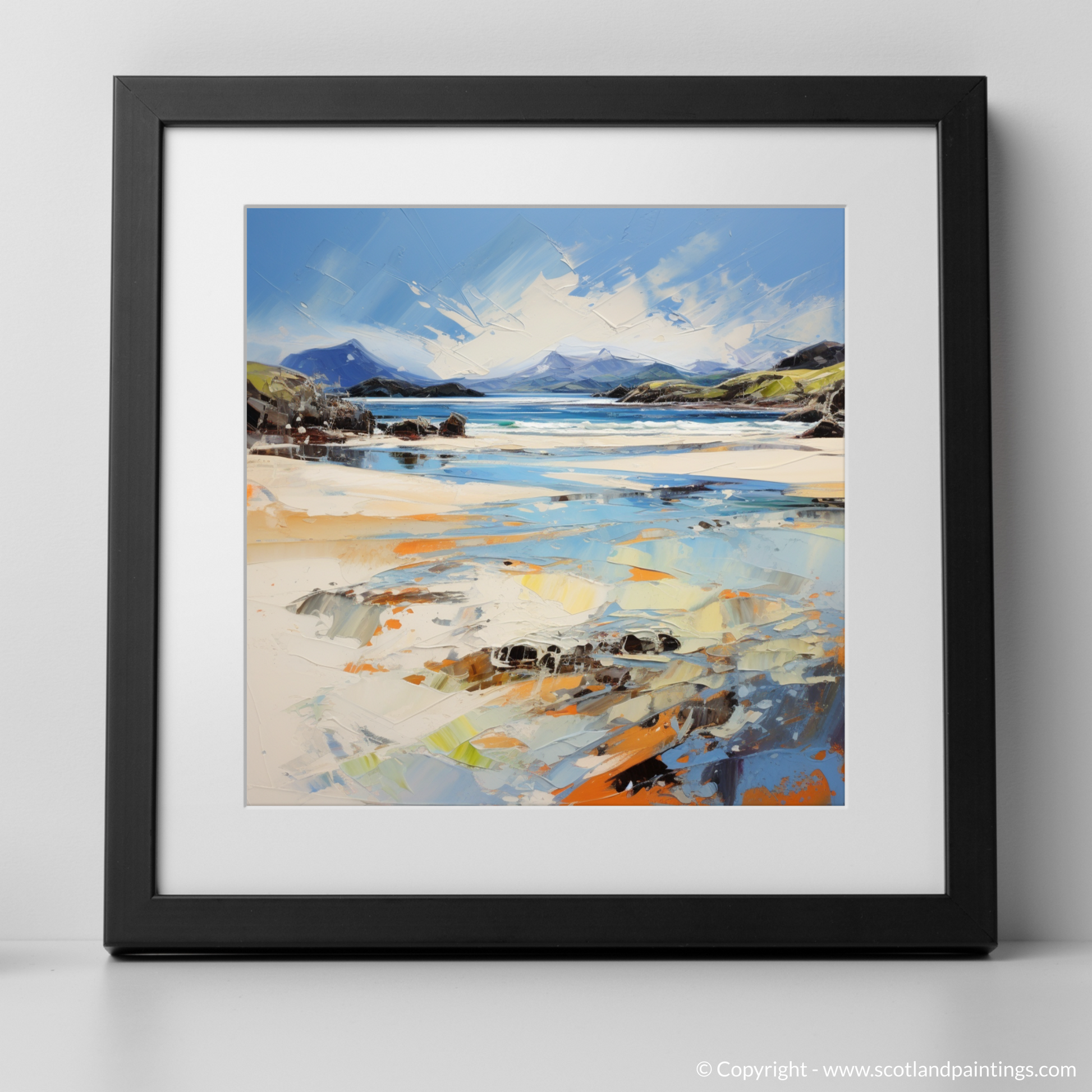 Art Print of Camusdarach Beach, Arisaig with a black frame