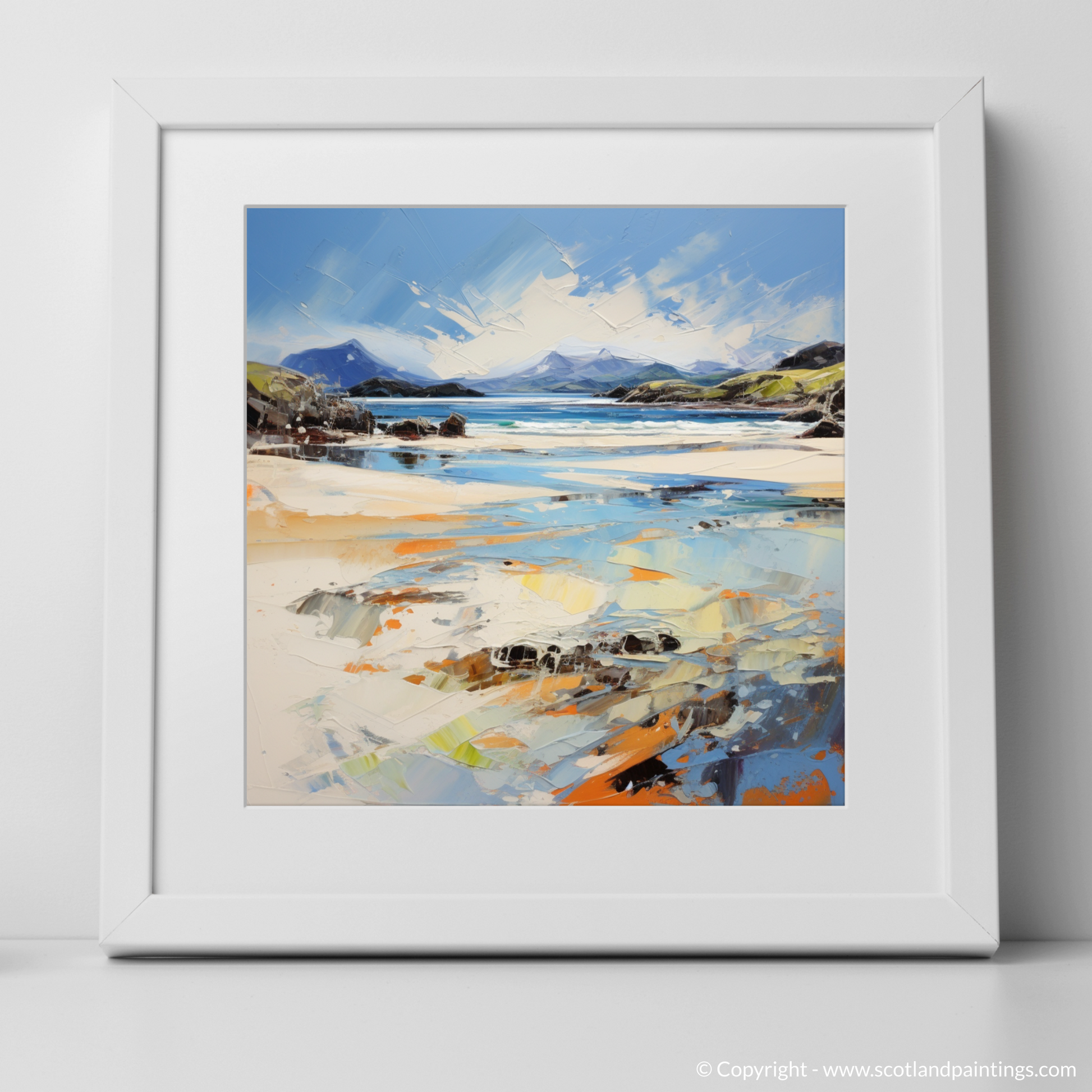 Art Print of Camusdarach Beach, Arisaig with a white frame