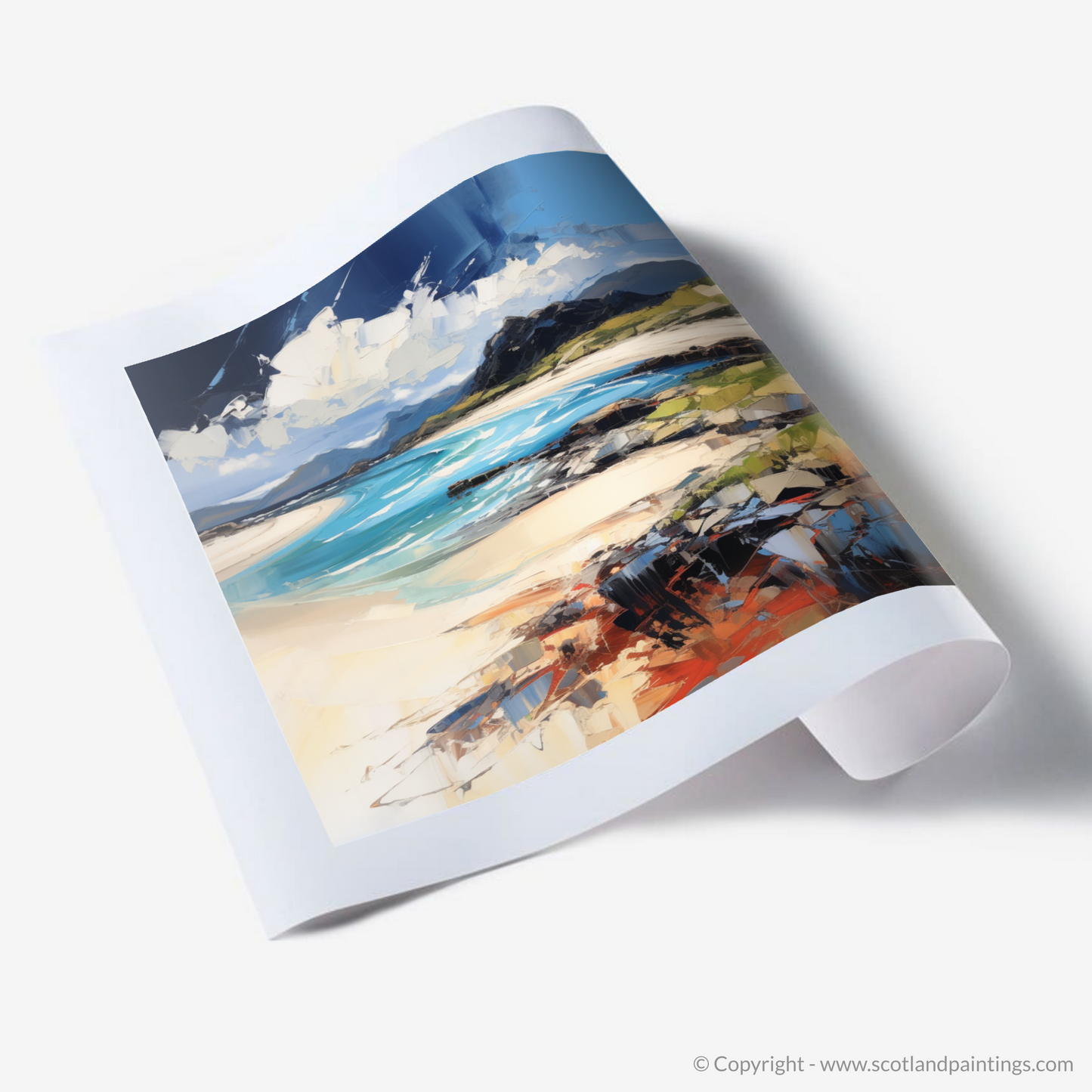 Painting and Art Print of Camusdarach Beach, Arisaig. Expressionist Ode to Camusdarach Beach.