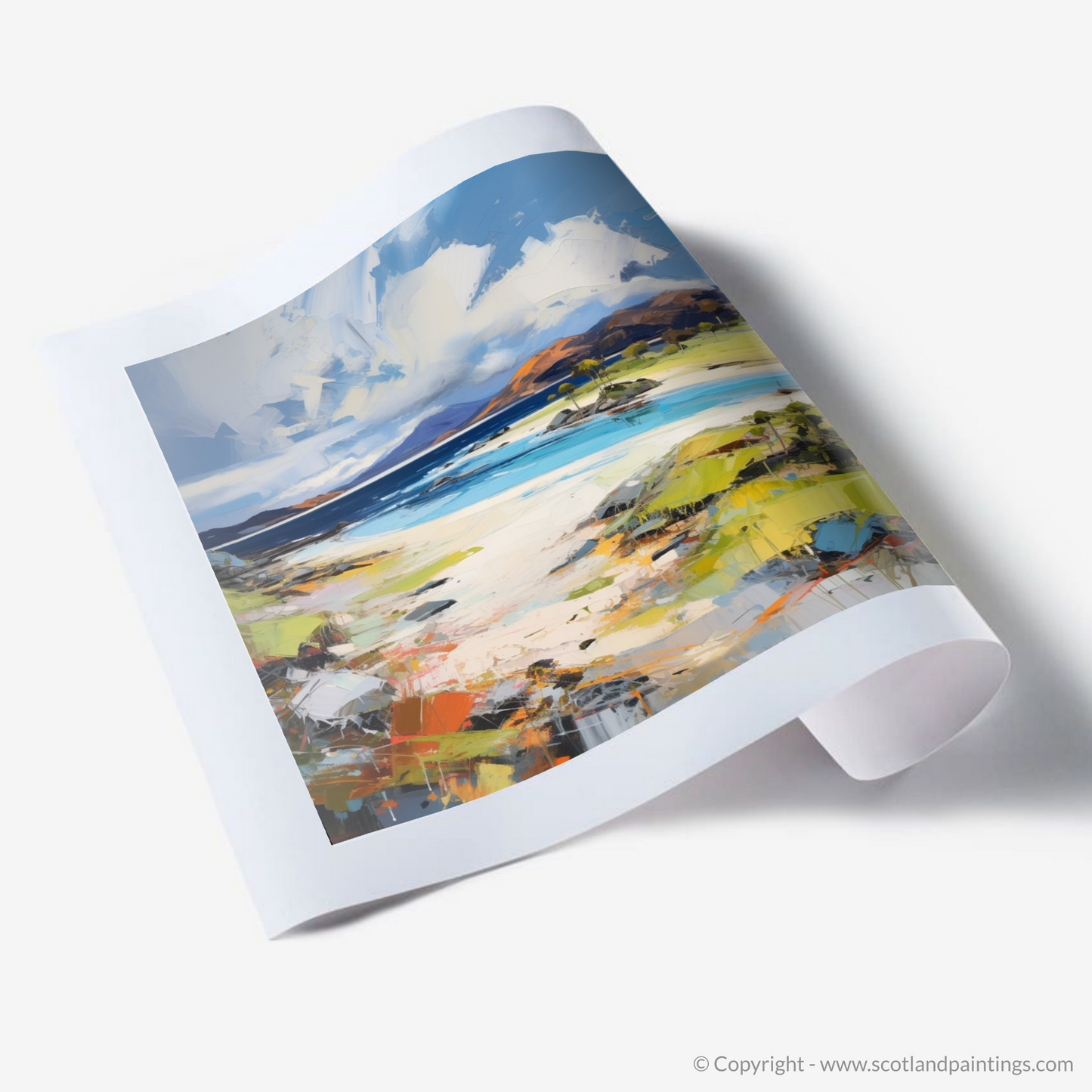 Painting and Art Print of Camusdarach Beach, Arisaig. Expressionist Ode to Camusdarach Beach.