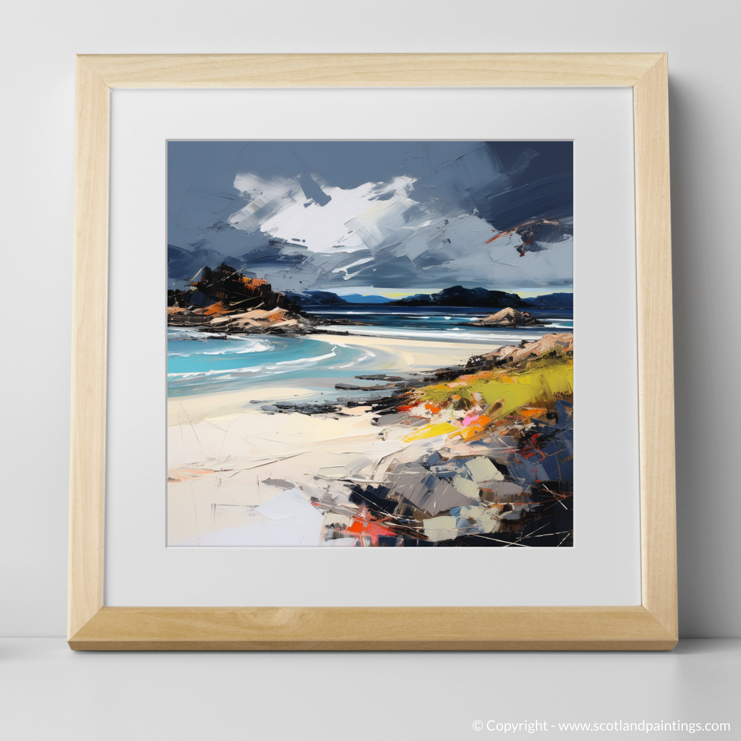 Art Print of Camusdarach Beach, Arisaig with a natural frame