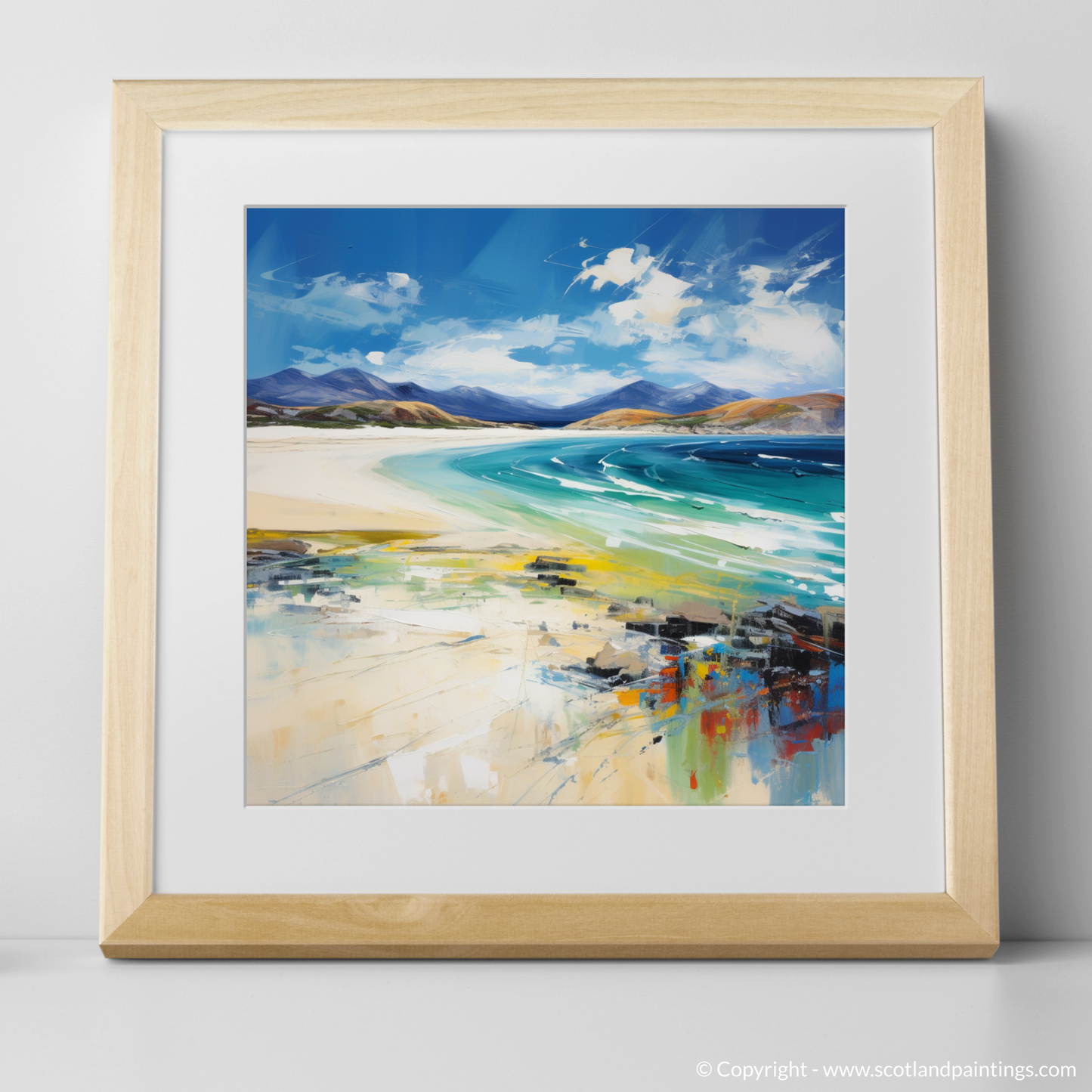 Art Print of Luskentyre Beach, Isle of Harris with a natural frame