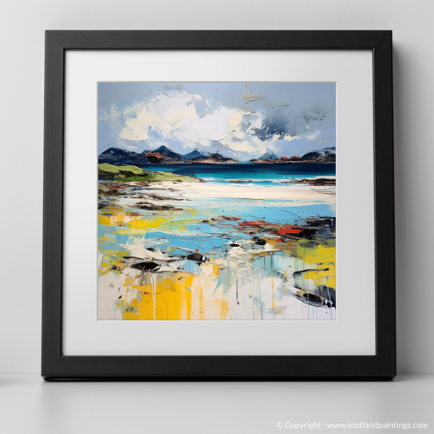 Art Print of Camusdarach Beach, Arisaig with a black frame