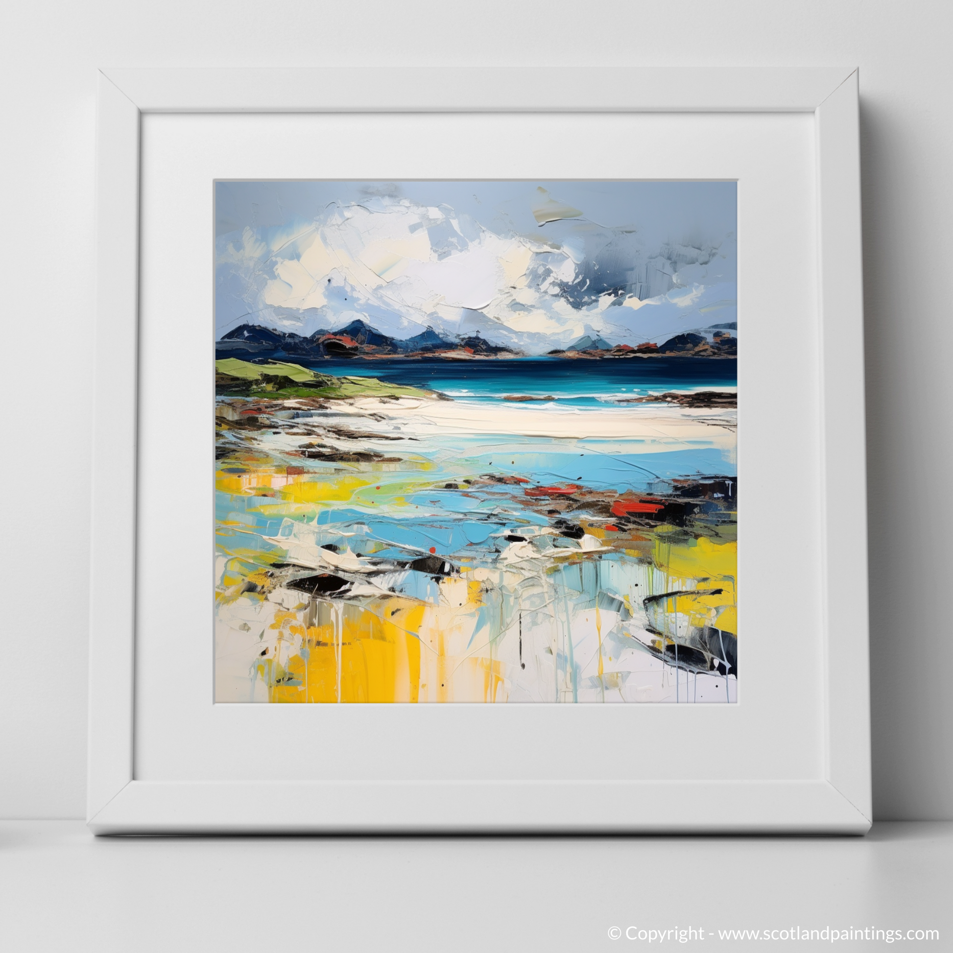 Art Print of Camusdarach Beach, Arisaig with a white frame