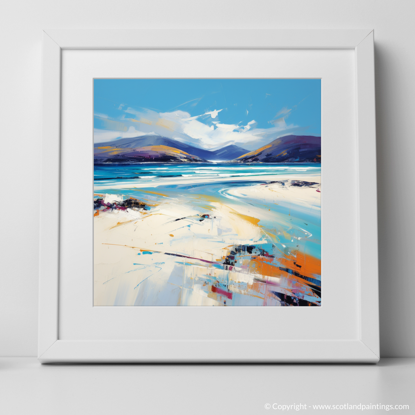 Art Print of Luskentyre Beach, Isle of Harris with a white frame