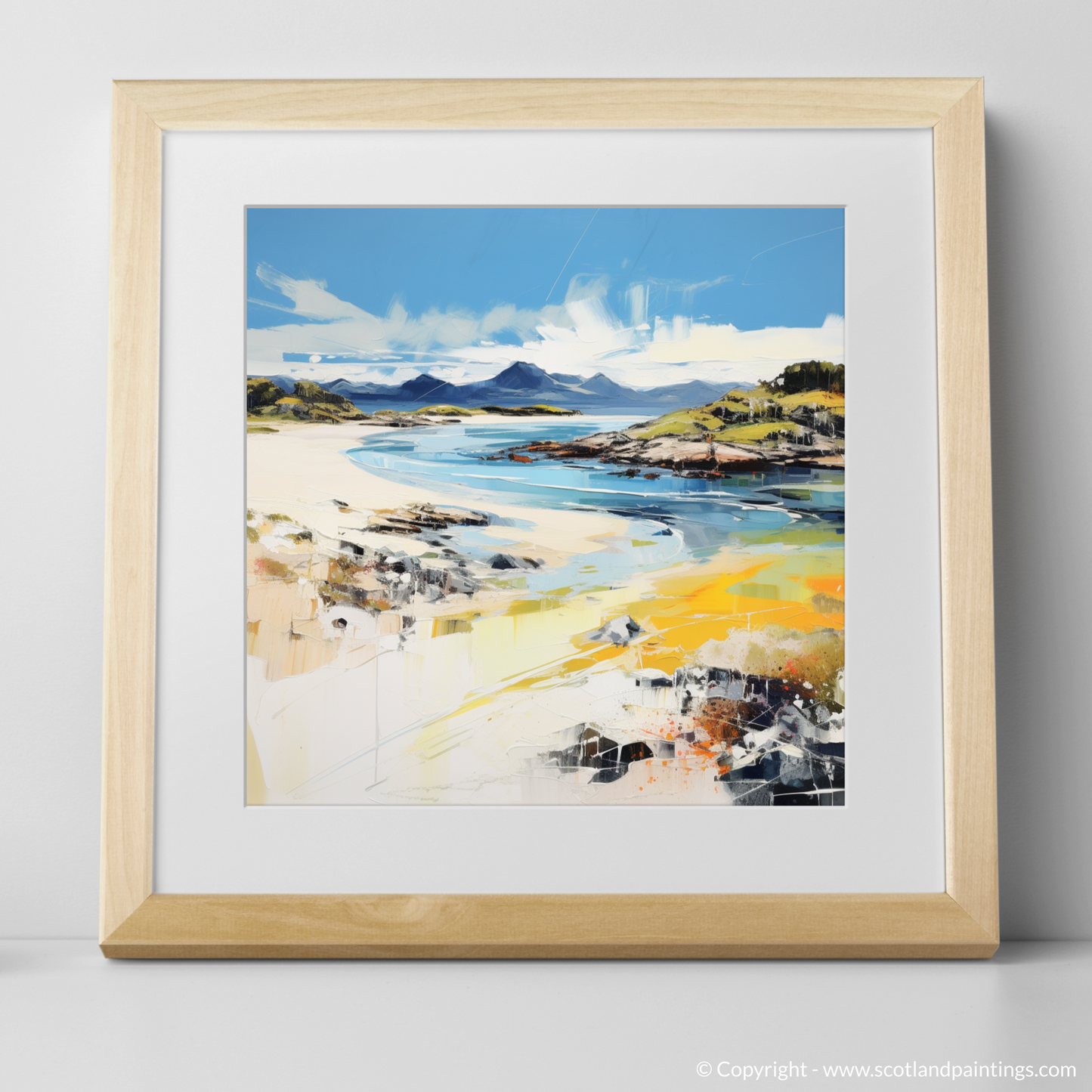 Art Print of Camusdarach Beach, Arisaig with a natural frame