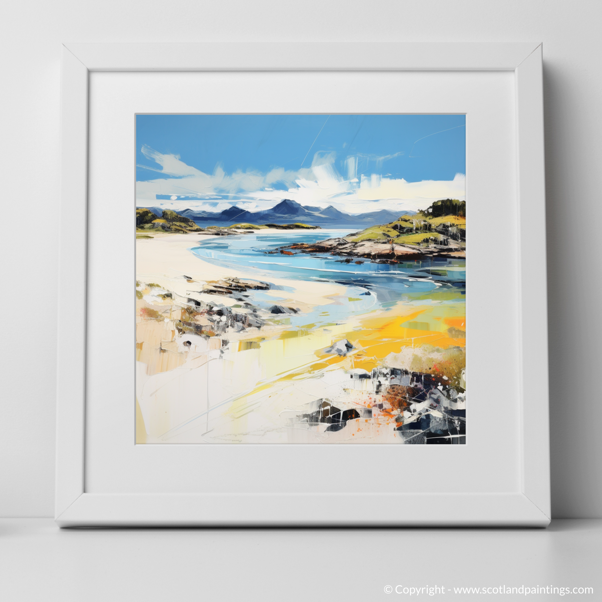 Art Print of Camusdarach Beach, Arisaig with a white frame