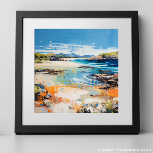 Art Print of Camusdarach Beach, Arisaig with a black frame