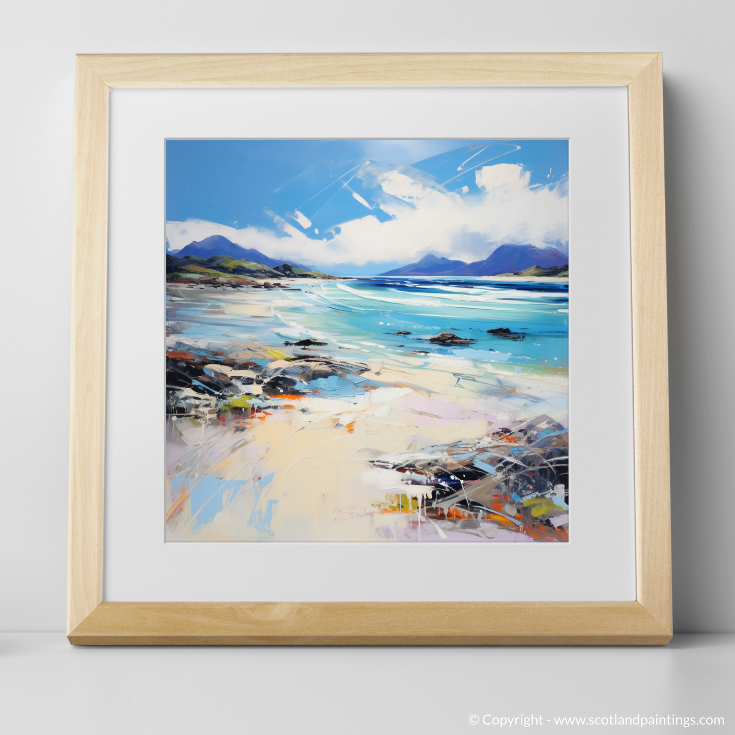 Art Print of Camusdarach Beach, Arisaig with a natural frame