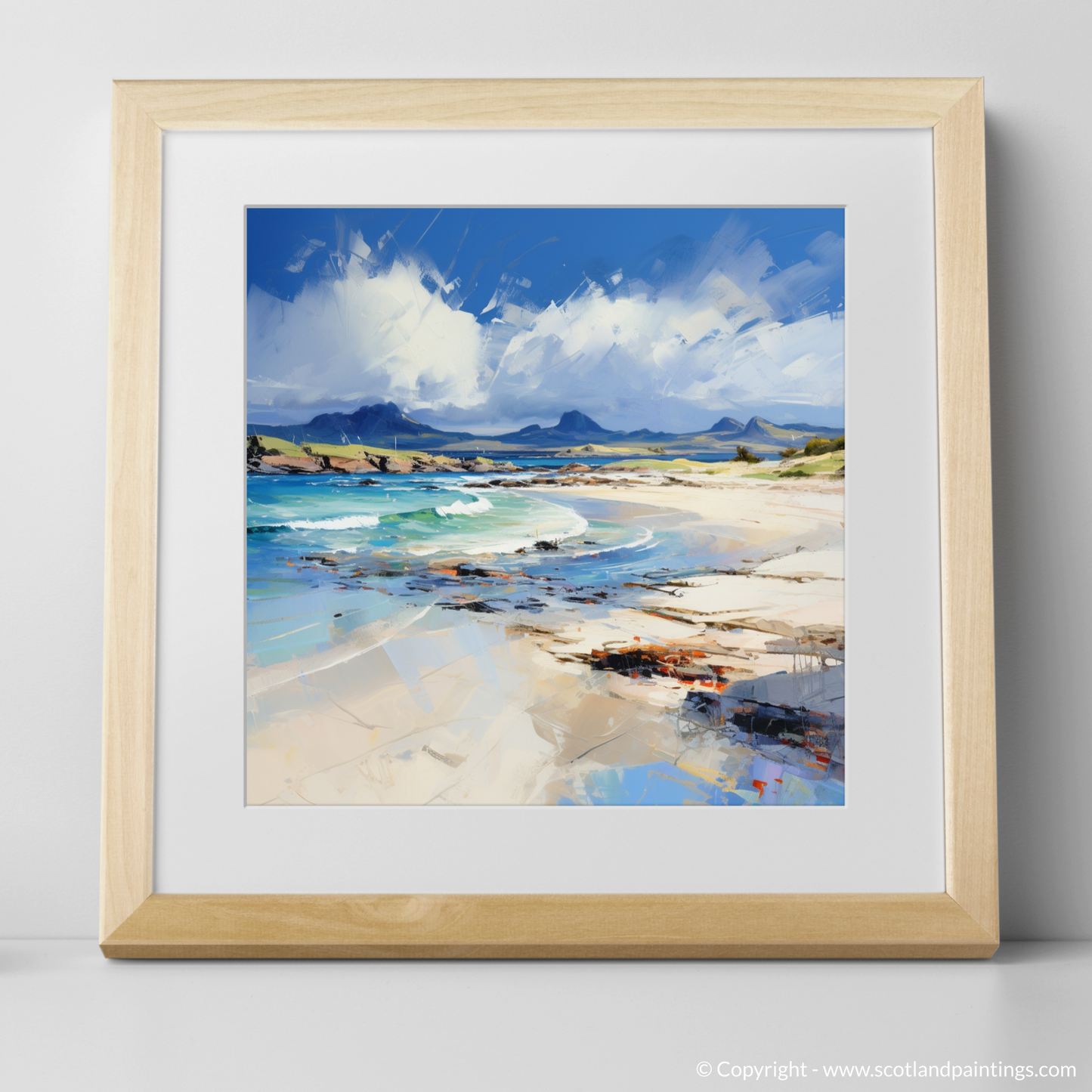 Art Print of Camusdarach Beach, Arisaig with a natural frame