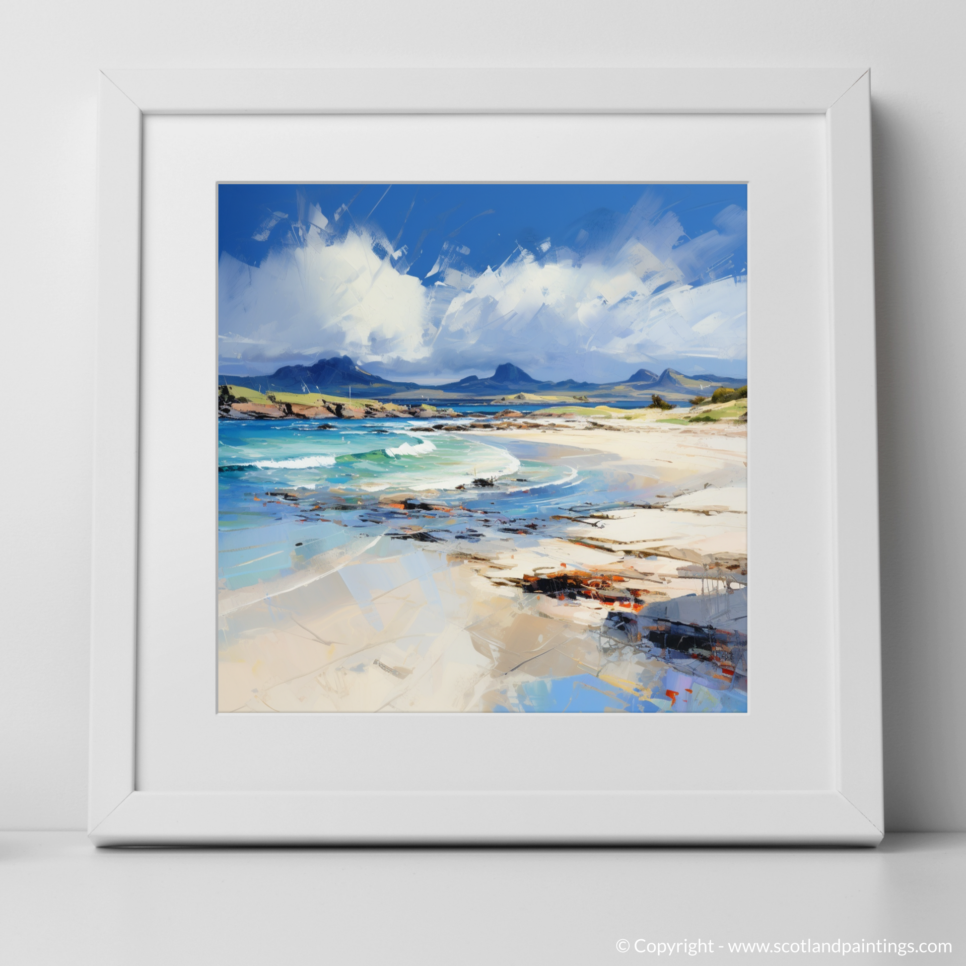 Art Print of Camusdarach Beach, Arisaig with a white frame