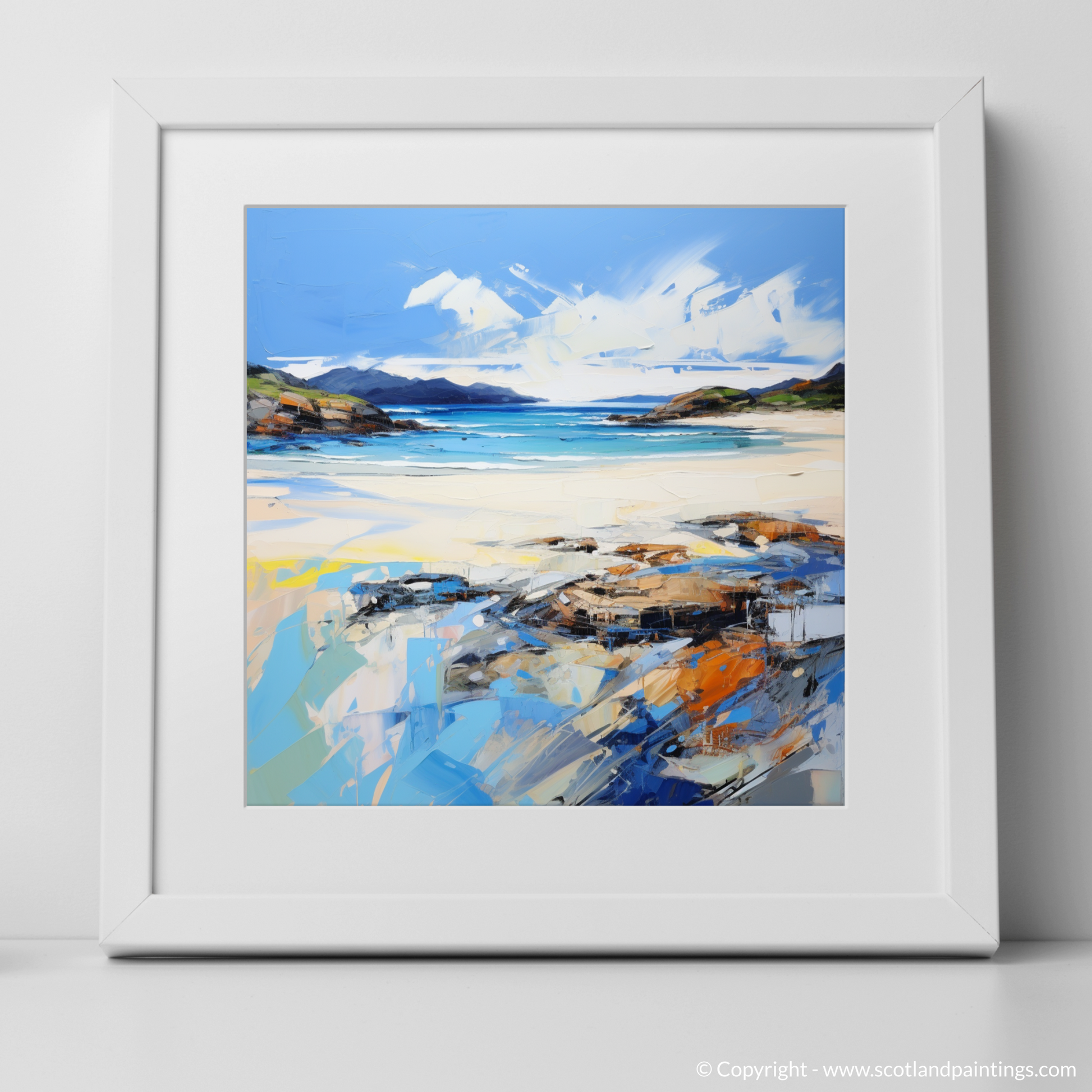 Art Print of Camusdarach Beach, Arisaig with a white frame