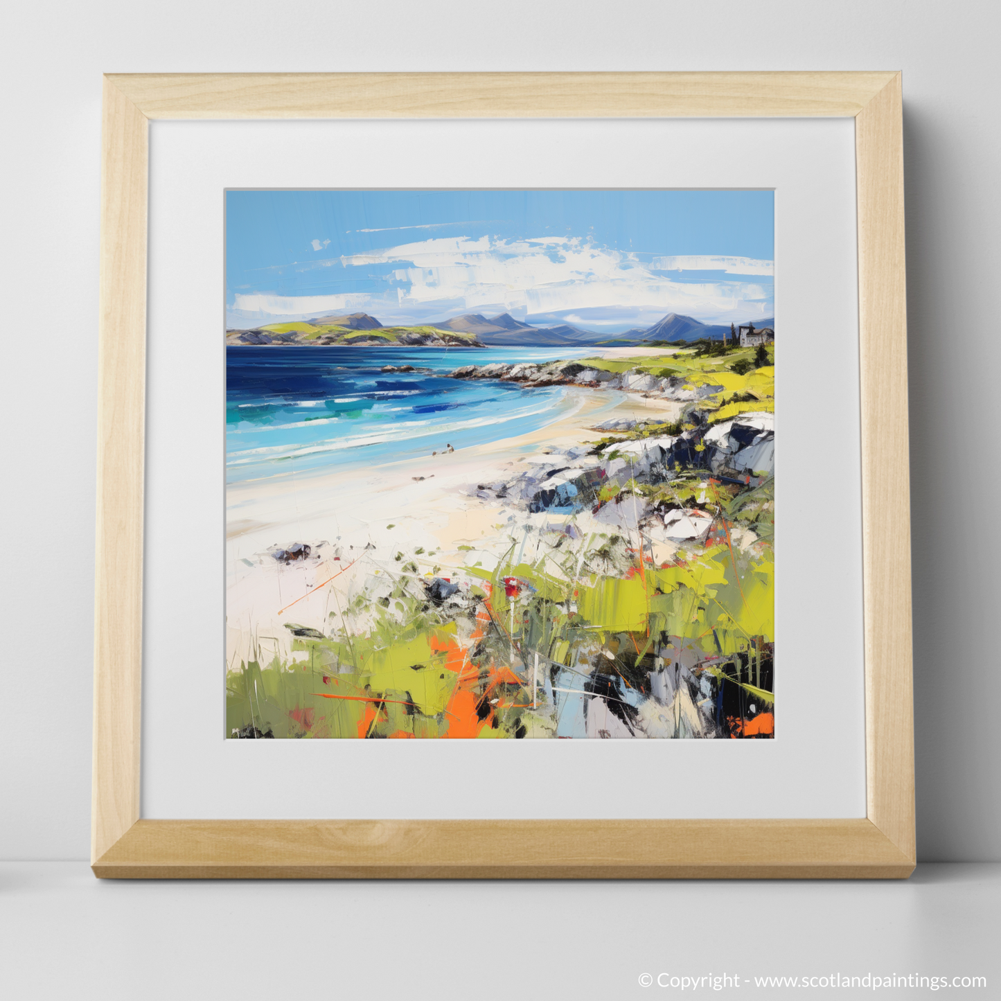 Art Print of Camusdarach Beach, Arisaig with a natural frame