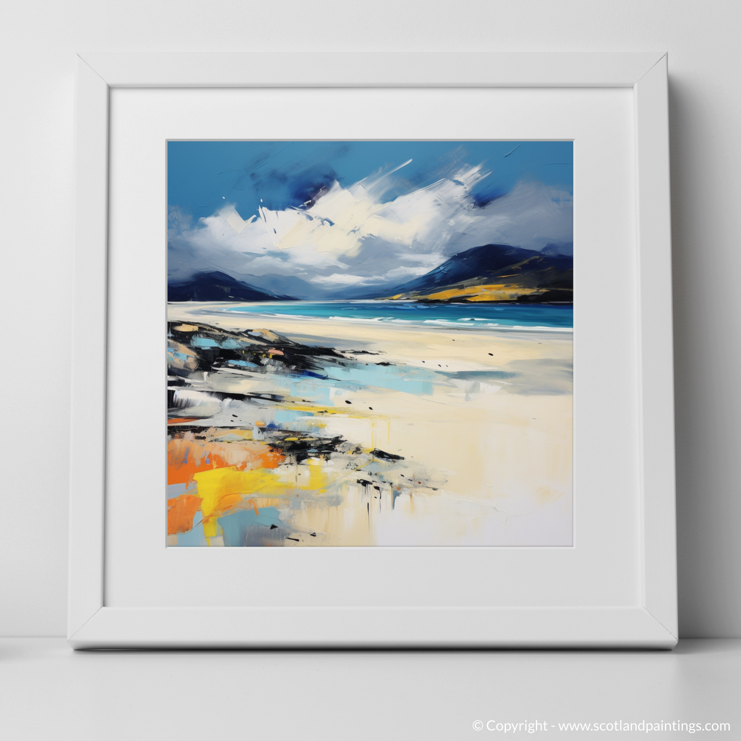 Art Print of Luskentyre Beach, Isle of Harris with a white frame