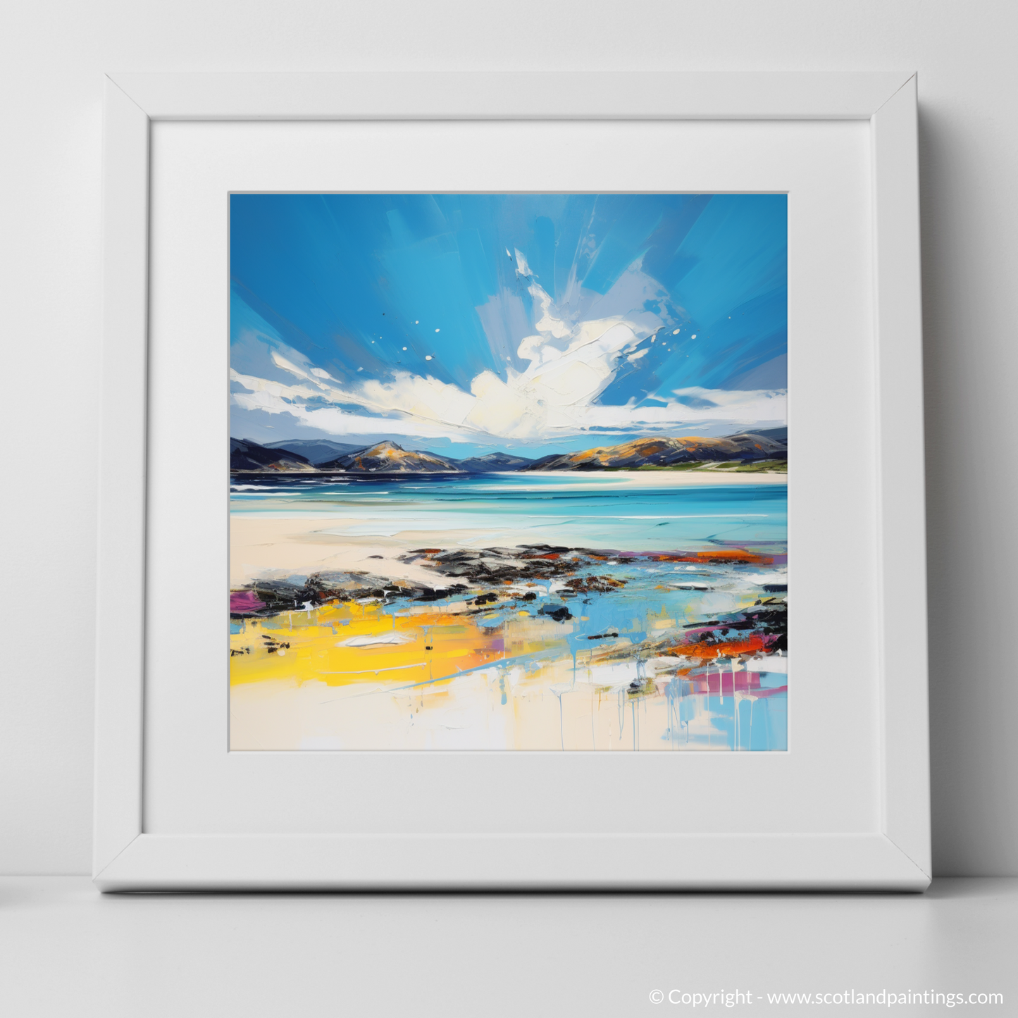 Art Print of Luskentyre Beach, Isle of Harris with a white frame