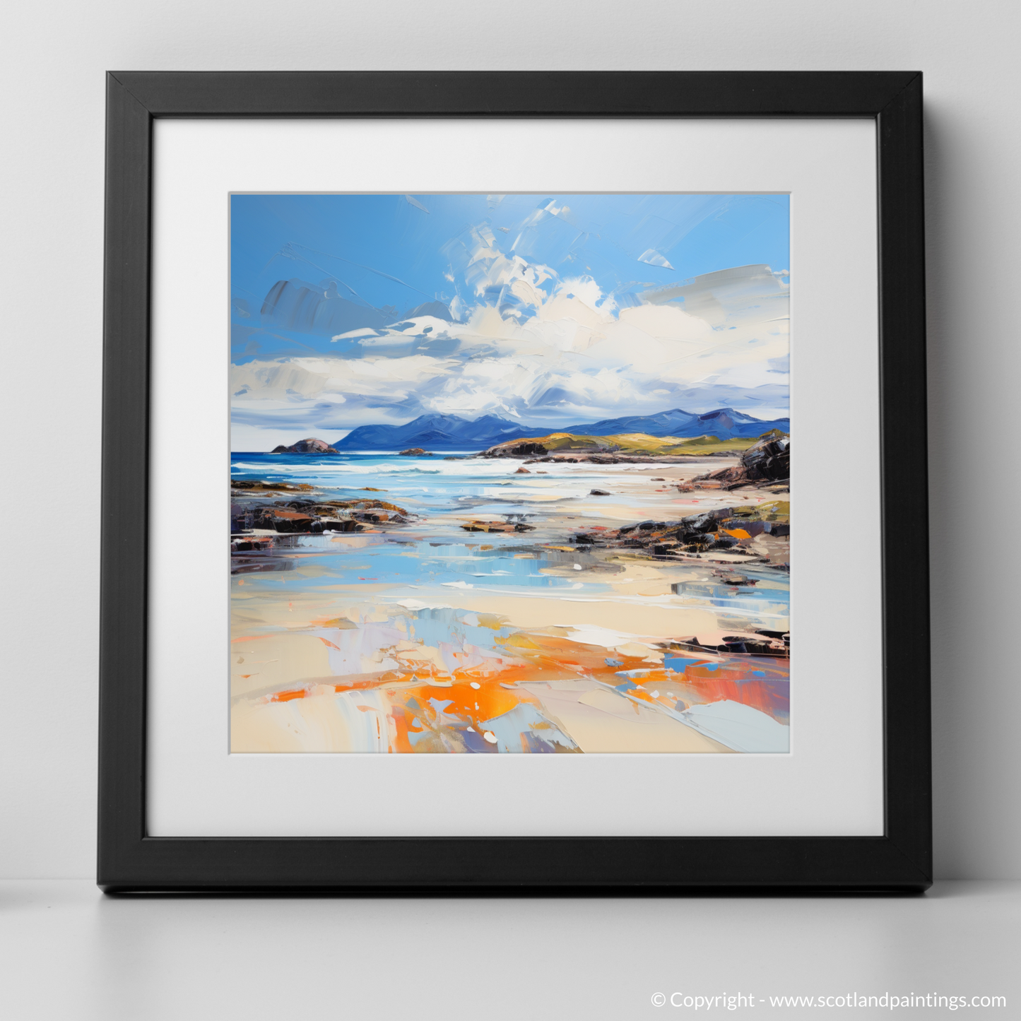 Painting and Art Print of Camusdarach Beach, Arisaig. Camusdarach Beach: An Expressionist Ode to Scotland's Wild Coast.