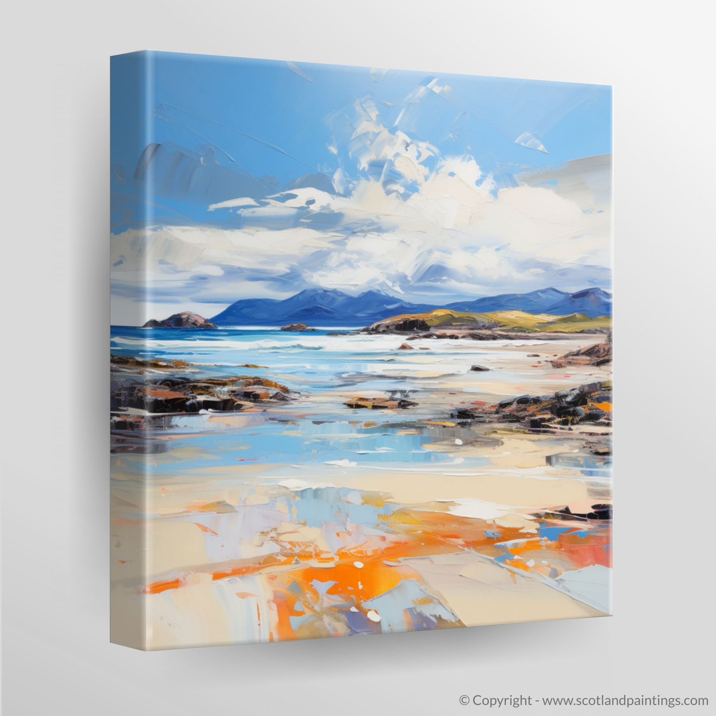 Painting and Art Print of Camusdarach Beach, Arisaig. Camusdarach Beach: An Expressionist Ode to Scotland's Wild Coast.