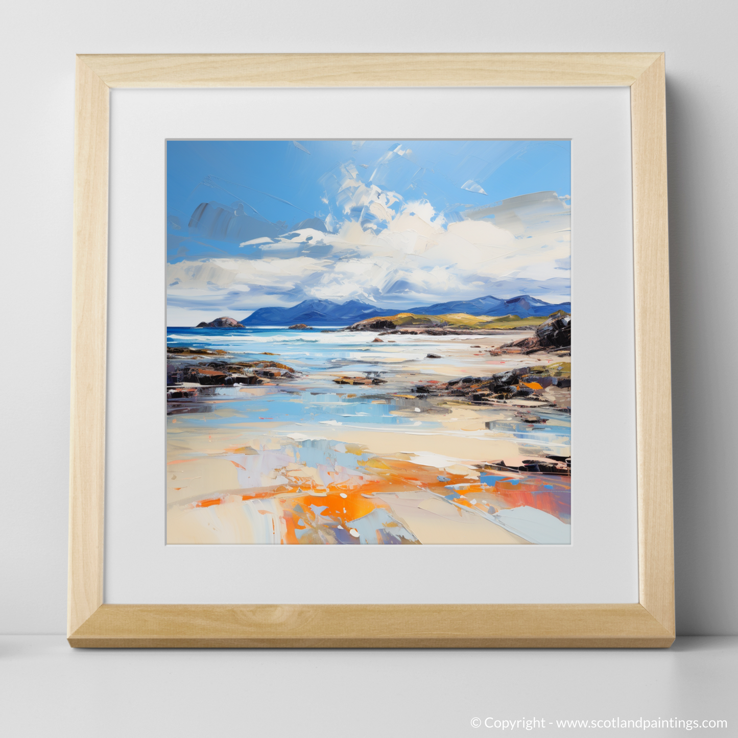 Painting and Art Print of Camusdarach Beach, Arisaig. Camusdarach Beach: An Expressionist Ode to Scotland's Wild Coast.