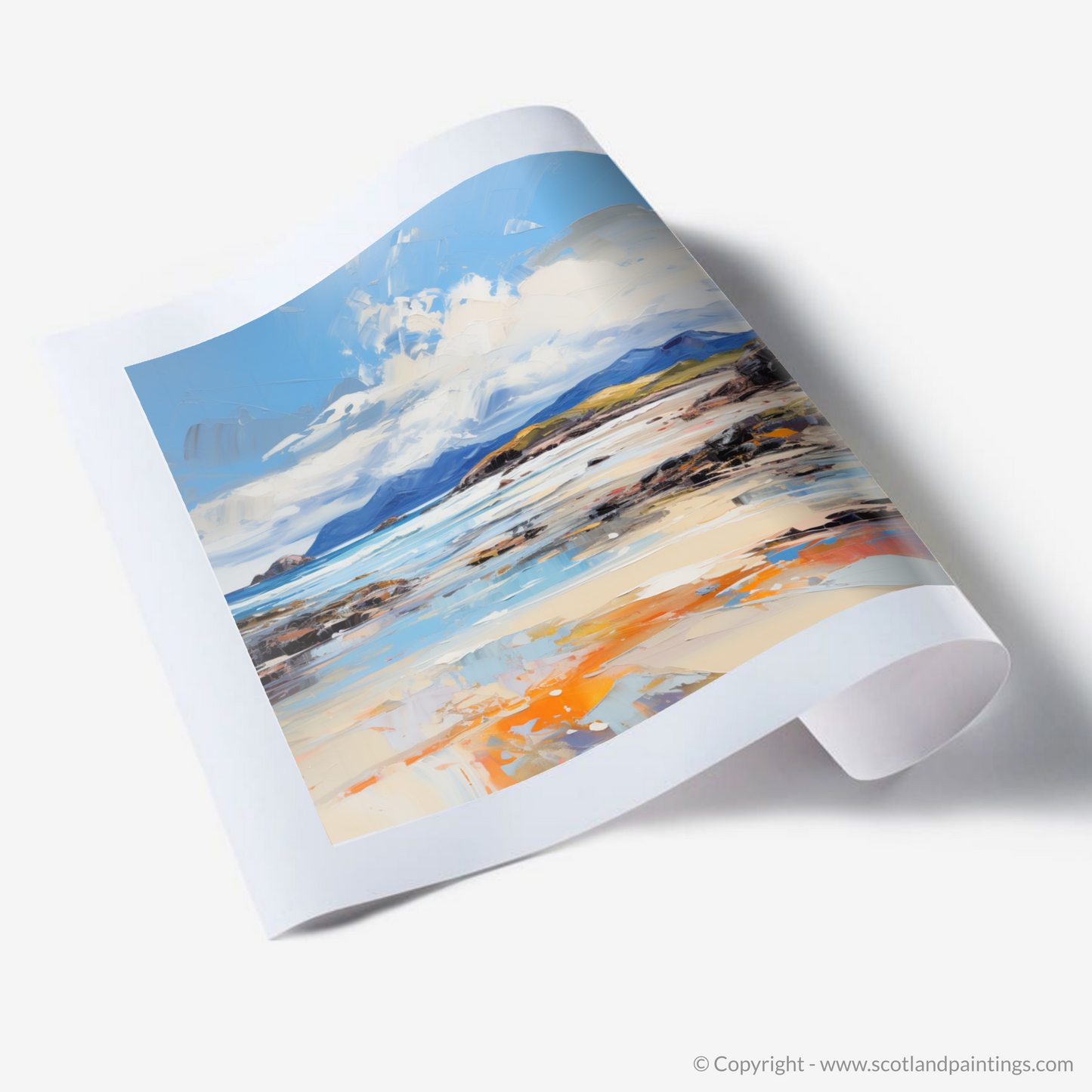 Painting and Art Print of Camusdarach Beach, Arisaig. Camusdarach Beach: An Expressionist Ode to Scotland's Wild Coast.