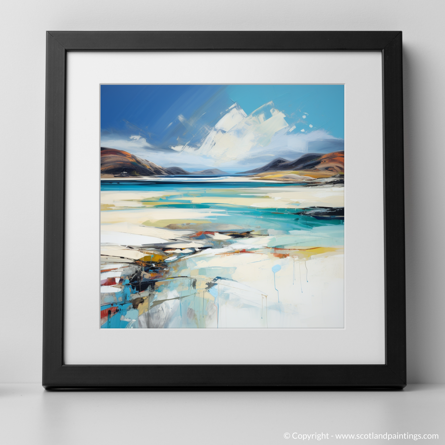 Painting and Art Print of Luskentyre Beach, Isle of Harris. Luskentyre Beach: An Expressionist Ode to the Scottish Shore.