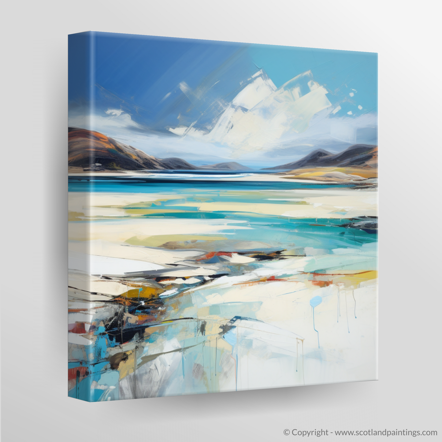 Painting and Art Print of Luskentyre Beach, Isle of Harris. Luskentyre Beach: An Expressionist Ode to the Scottish Shore.